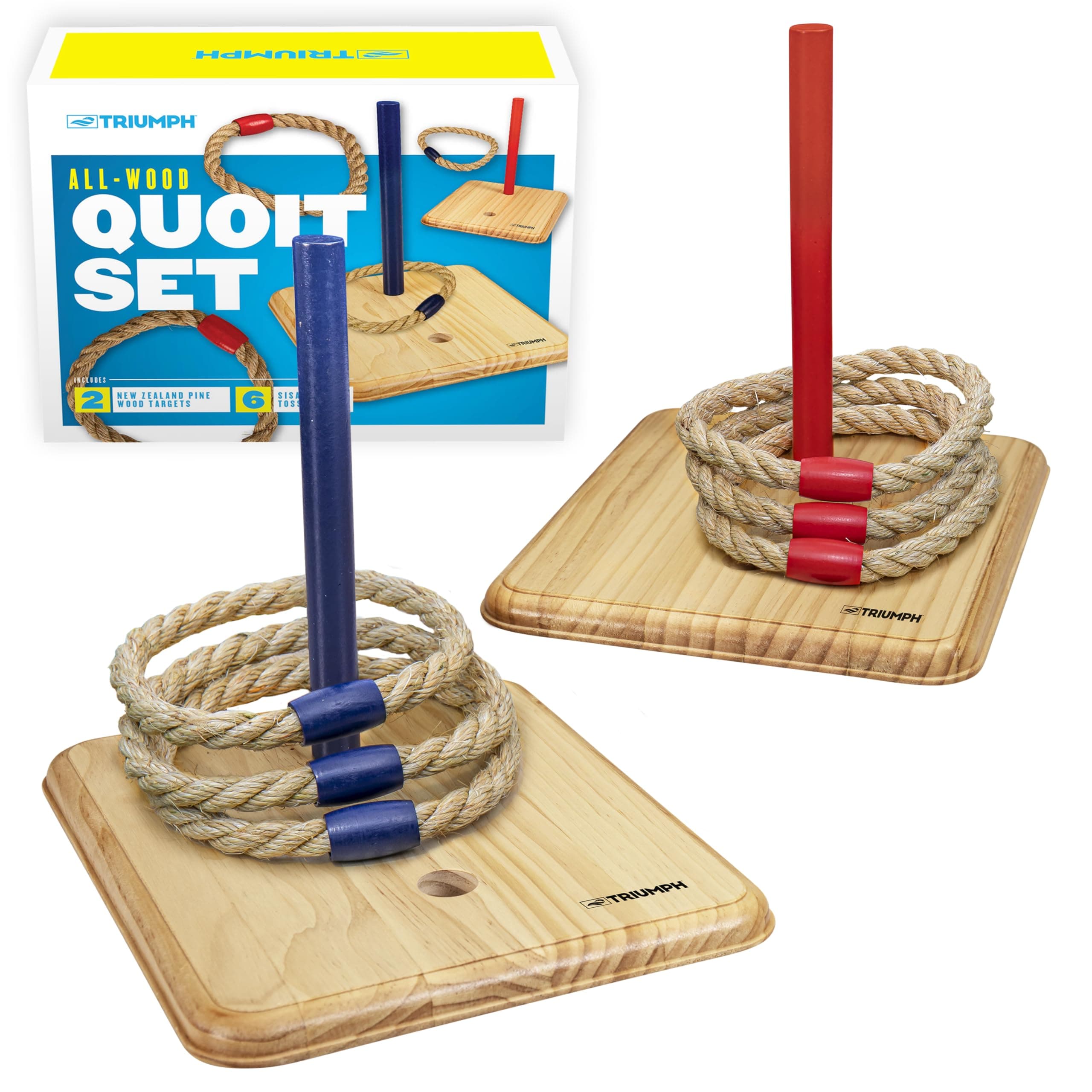 Triumph Sports Triumph Premium Wooden Quoit Set - Includes 2 Targets and 6 Sisal Rope Rings