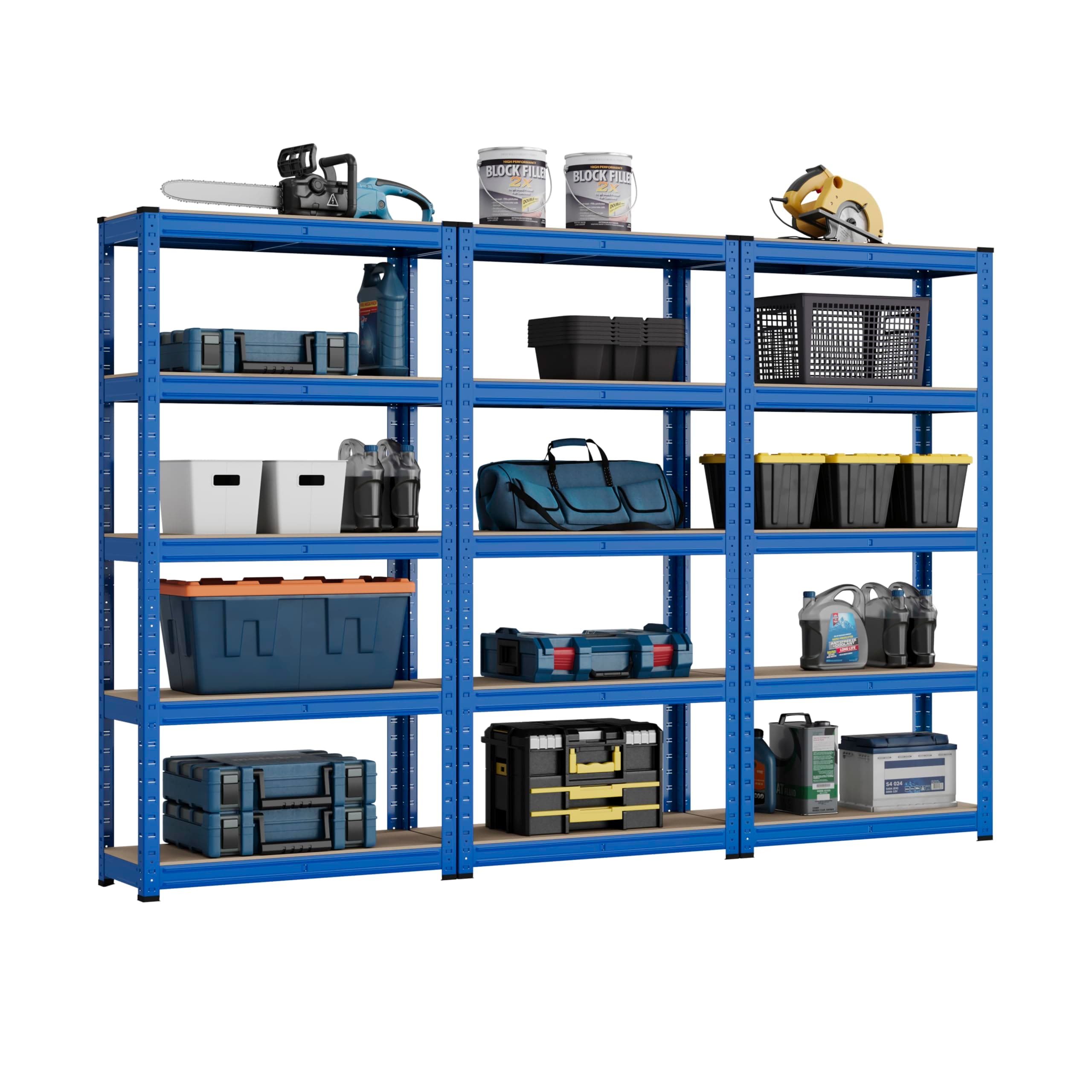 Racking Solutions Heavy Duty Garage Racking 3 Bay MEGA DEAL 175KG Per Shelf (1500mm H x 750mm W x 300mm D)