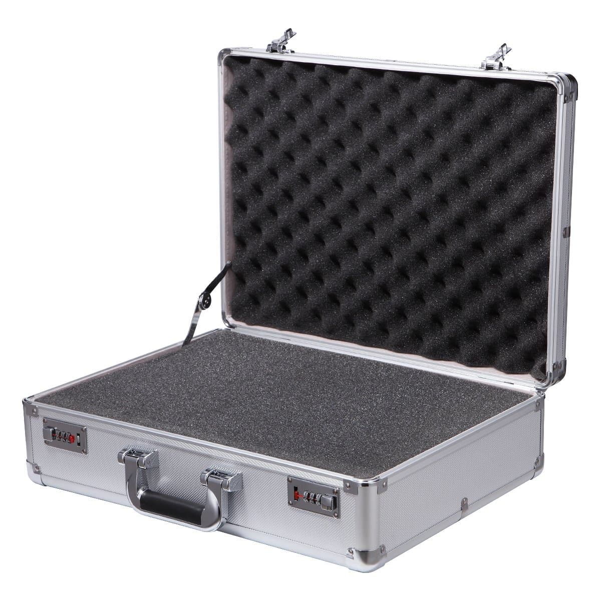Aluminum Tool Box Silver Equipment Tool Case with Pre-Scored Foam Insert Hard Case Carrying Case Portable Metal Briefcase Large Storage Box Organizer Case