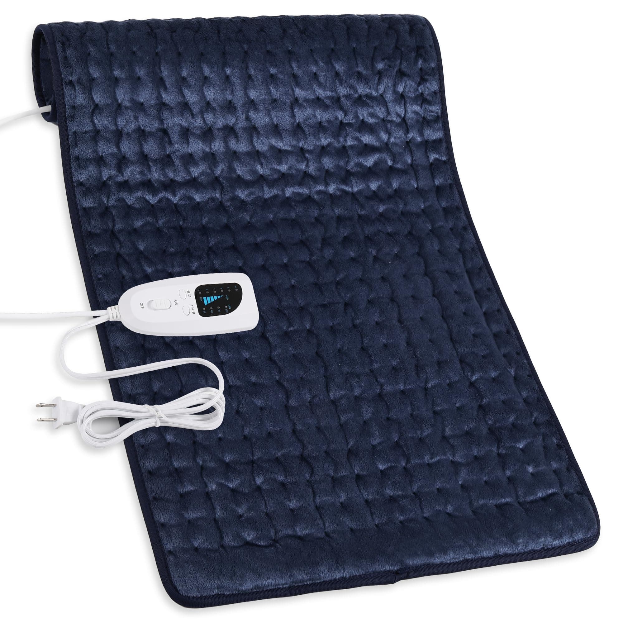 Deepsoon Heating Pad,Electric Heating Pads for Back,Neck,Abdomen,Moist Heating Pad for Shoulder,Knee,Arms,Legs,Dry/Moist Heat & Auto Shut Off,Christmas Gifts for Men and Women,Navy Blue,33x17 Inch