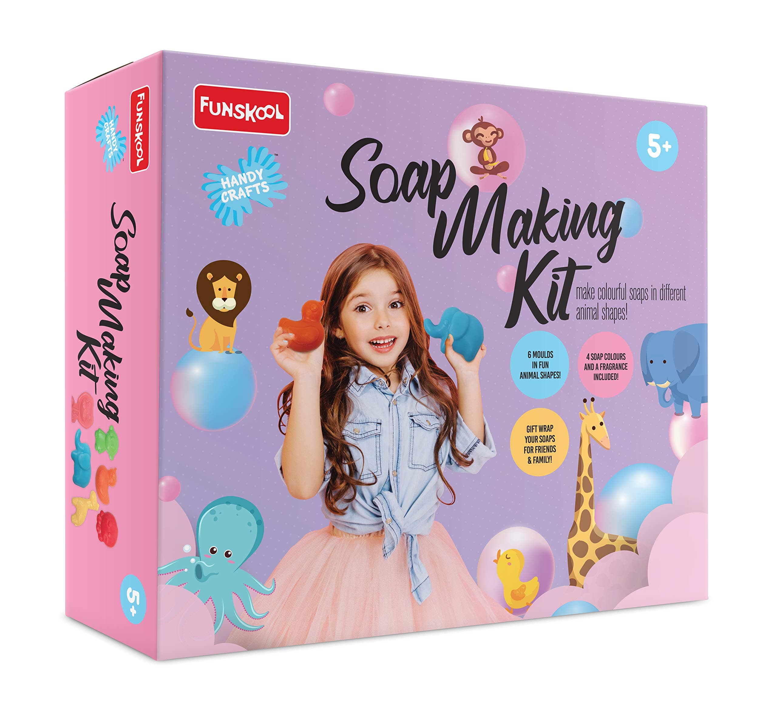 Handycrafts Funskool Soap Making Kit, 6 Different Shapes, DIY Kit, Art and Craft Set for Kids, Learning, Fun & Engaging Activity for Childrens, Multicolour, Gift Set for Kids, Age 5+ Years