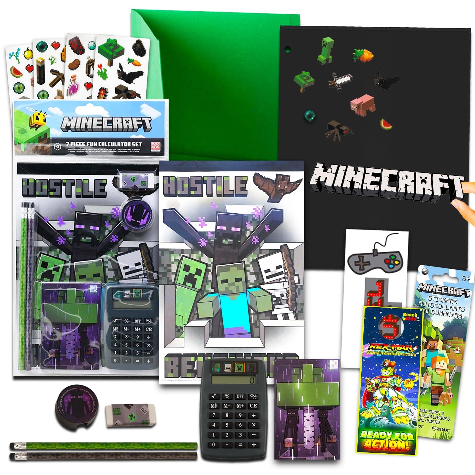 Minecraft School Supplies Value Pack - 9 Pc Bundle with Minecraft Folders, Notebook, and Stickers for Kids Boy Girls | Minecraft Back to School Supplies