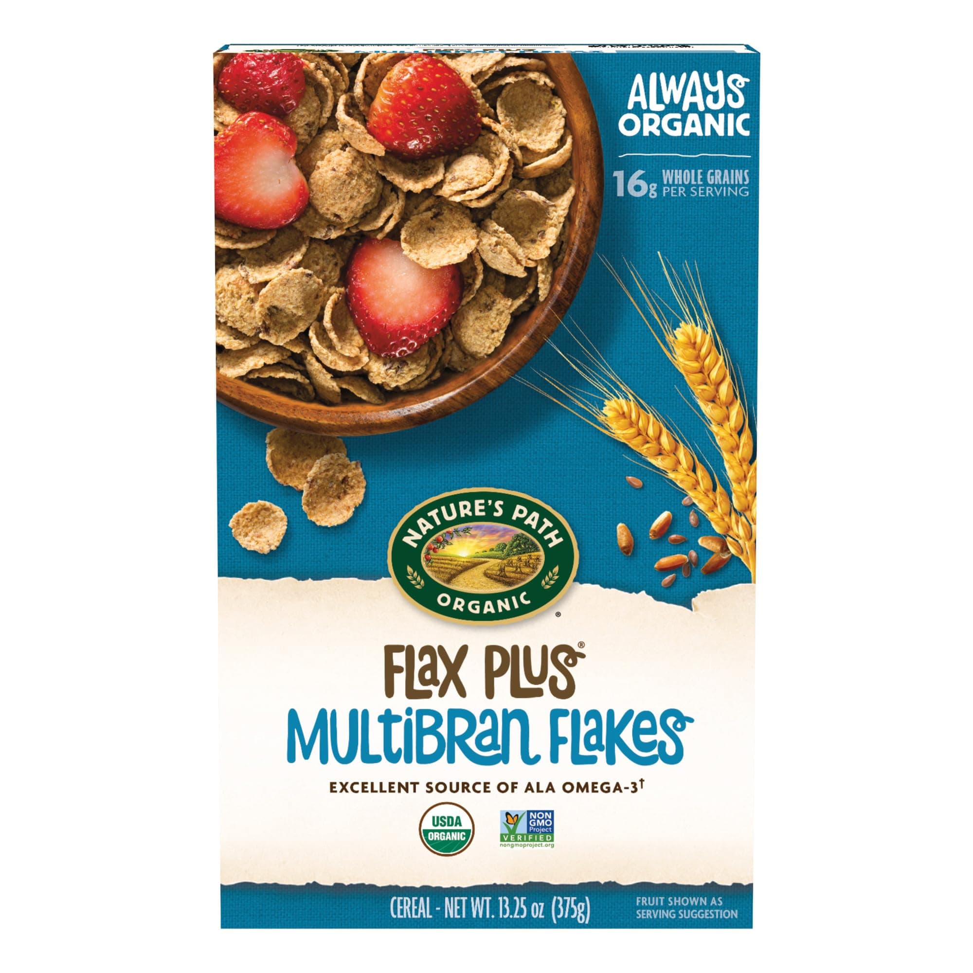 Nature's Path Organic Flax Plus Multibran Flakes Cereal, 13.25 oz (Pack of 1), Non-GMO