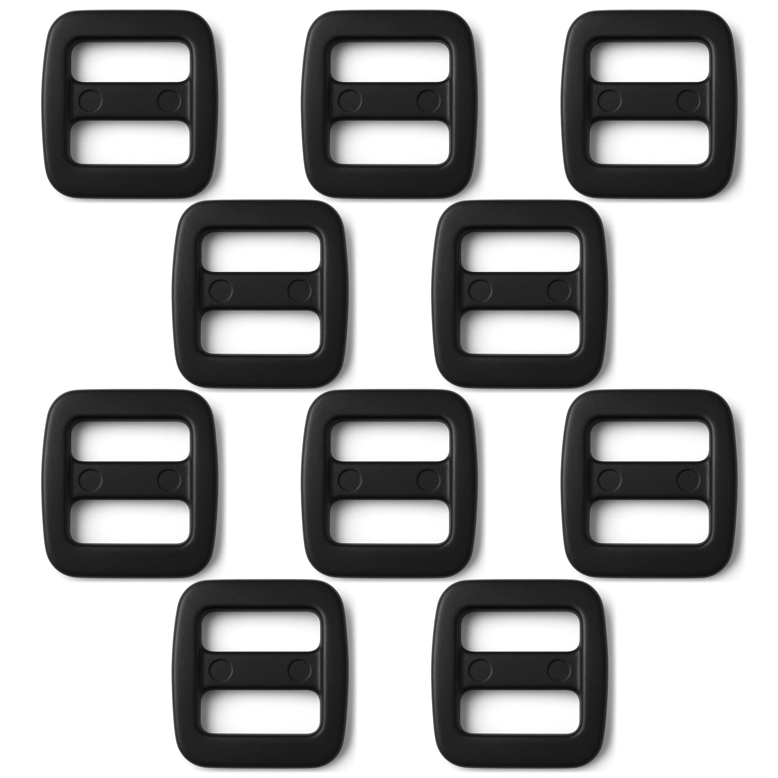 Black Plastic Tri-Glide Slide – for Bag Straps, Rifle Slings, Dog Collars - 1/2 Inch, 10 Pack