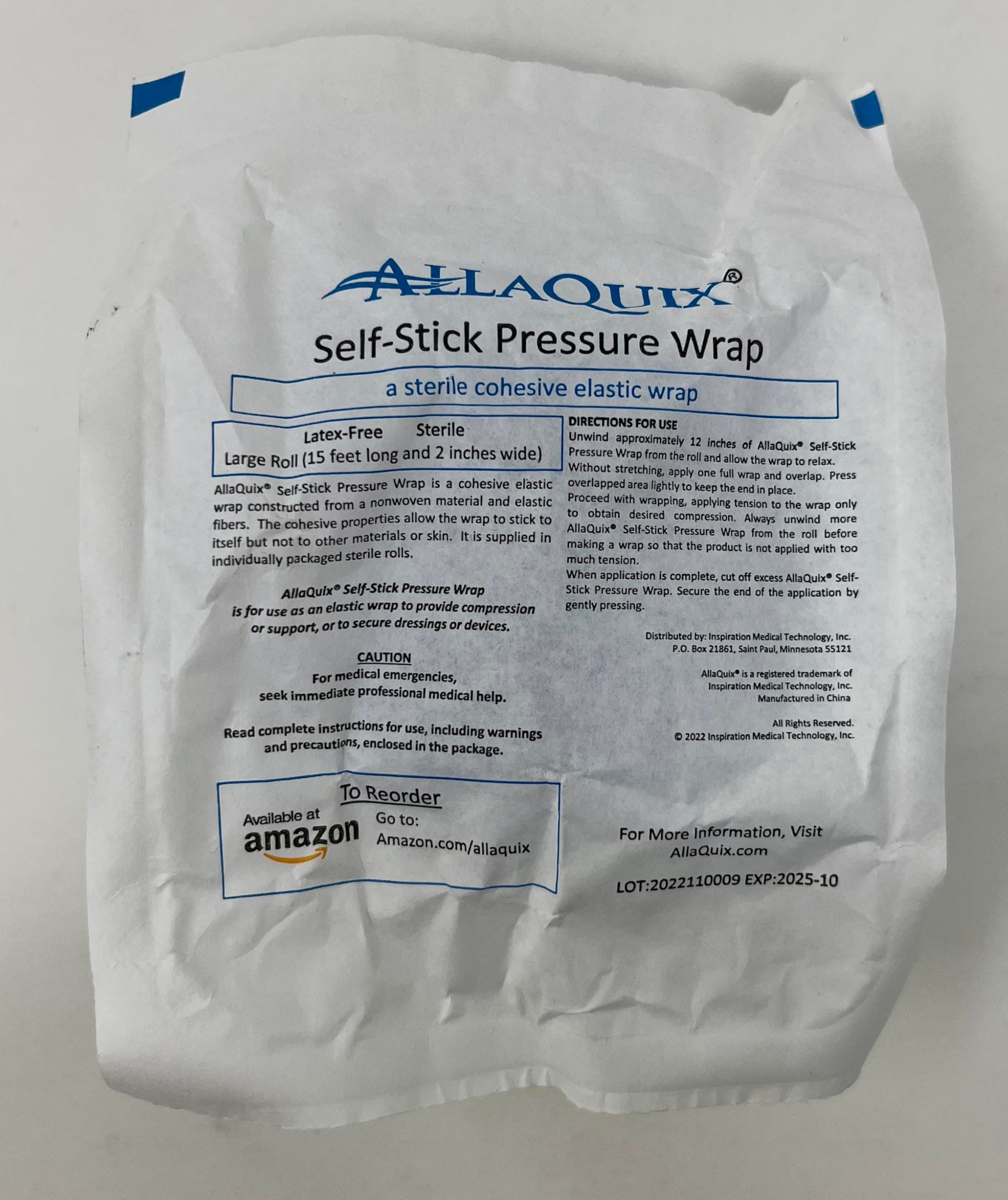 Self-Stick Cohesive Wrap (3-Pack) Self-Adherent Pressure Bandage (Latex-Free and Sterile) Large Rolls (15 feet Long and 2 inches Wide)