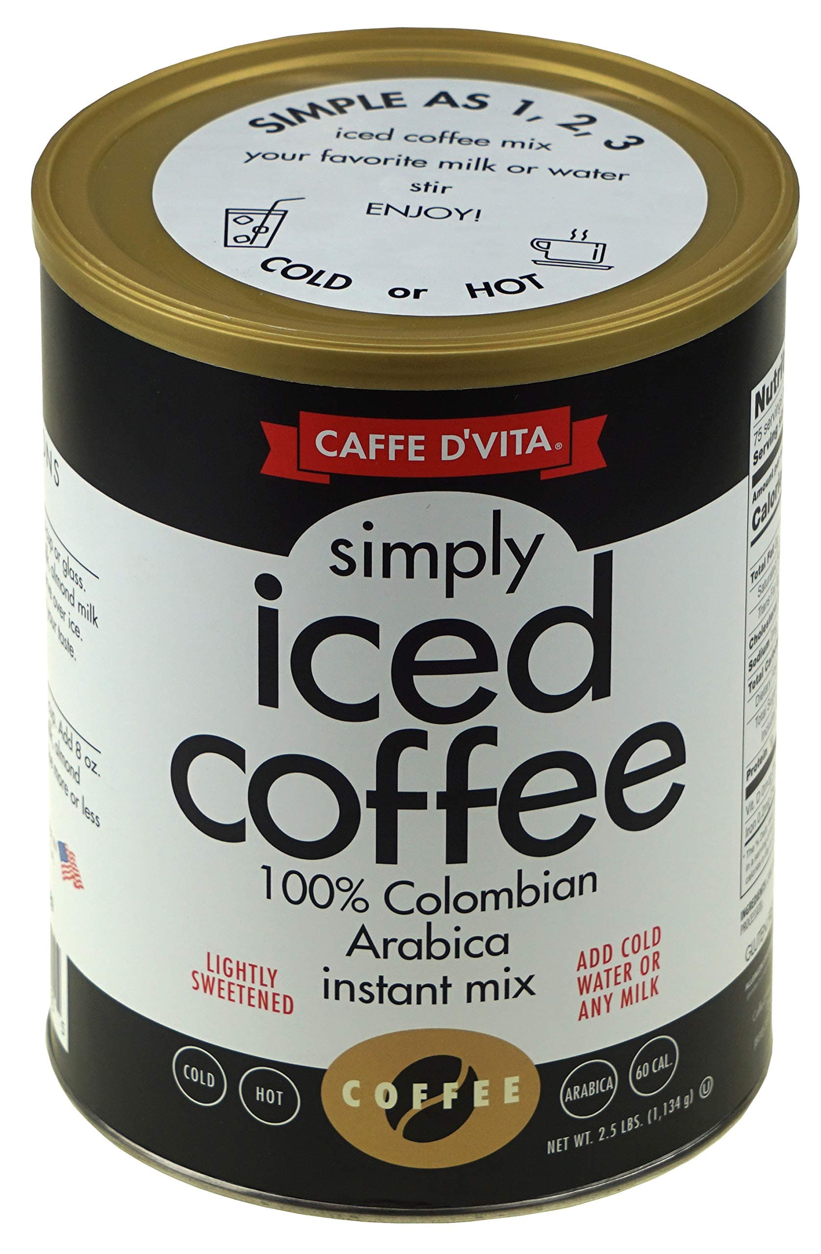Caffe D'Vita Simply Iced Coffee 40 oz, 2.5 lbs,