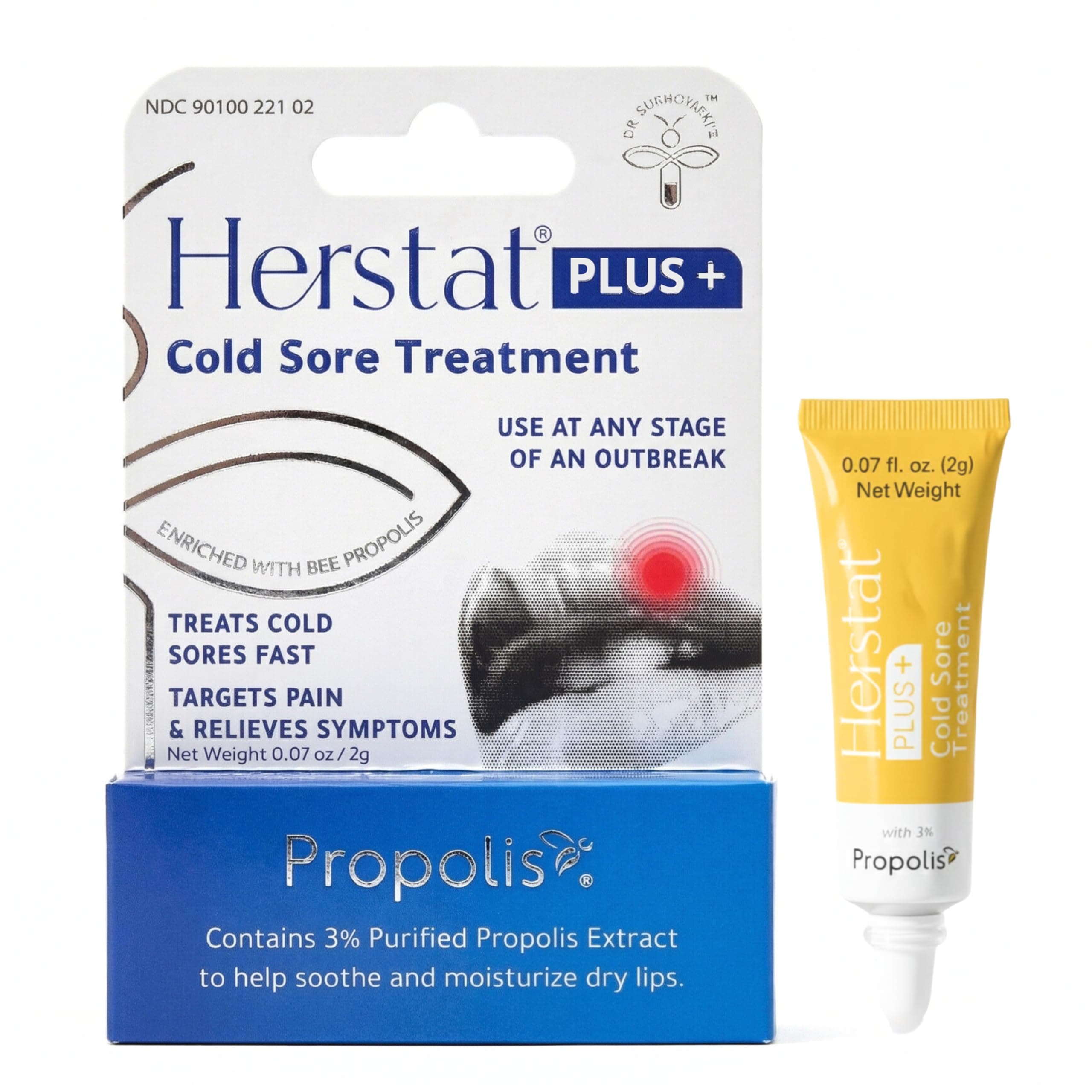 Cold Sore Treatment 2g with 3% Propolis - Fast Acting Cold Sore & Fever Blister Treatment for Lips, Effective Lip Treatment
