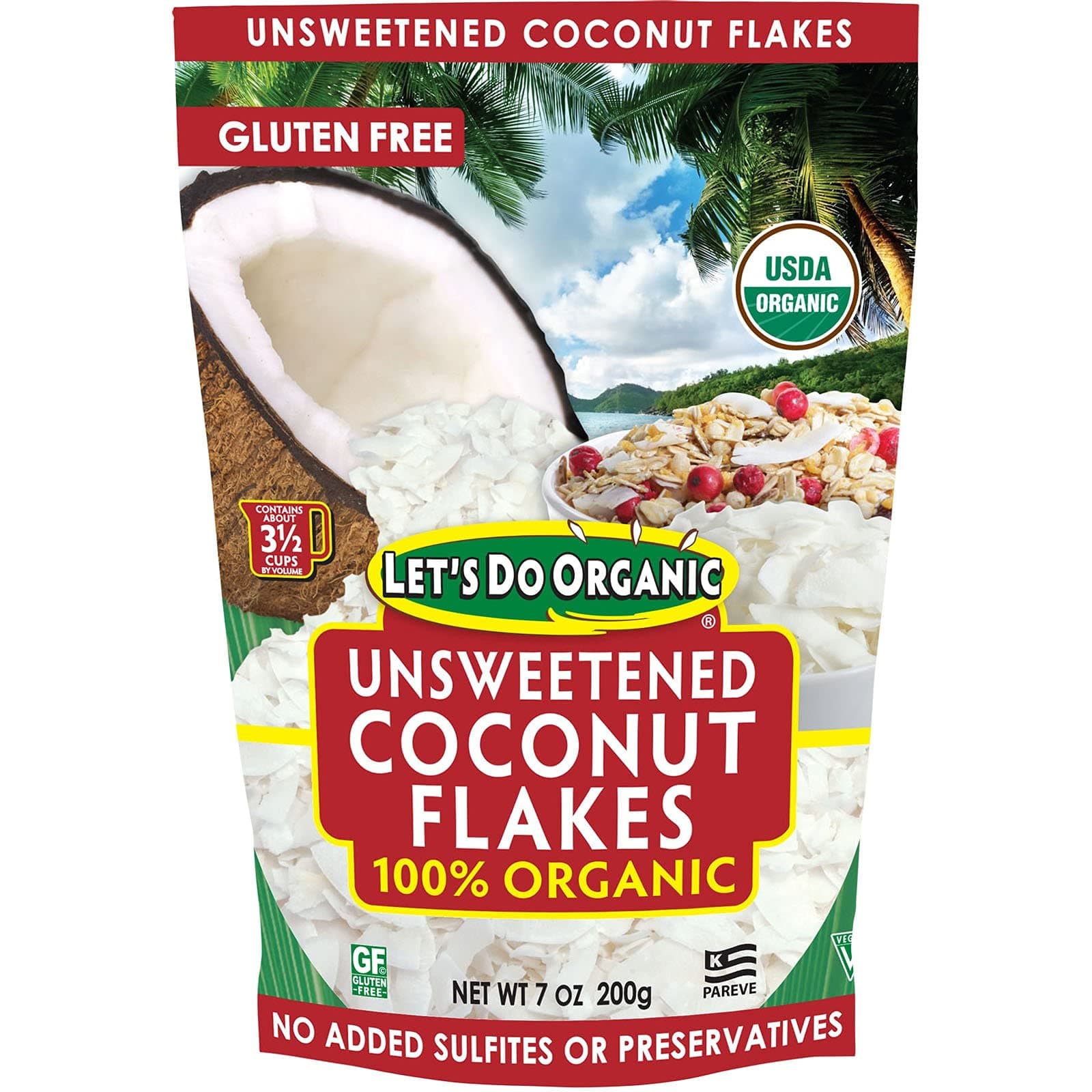 Let's Do Organic, Organic Coconut Flakes, 7 oz (Pack of 3)