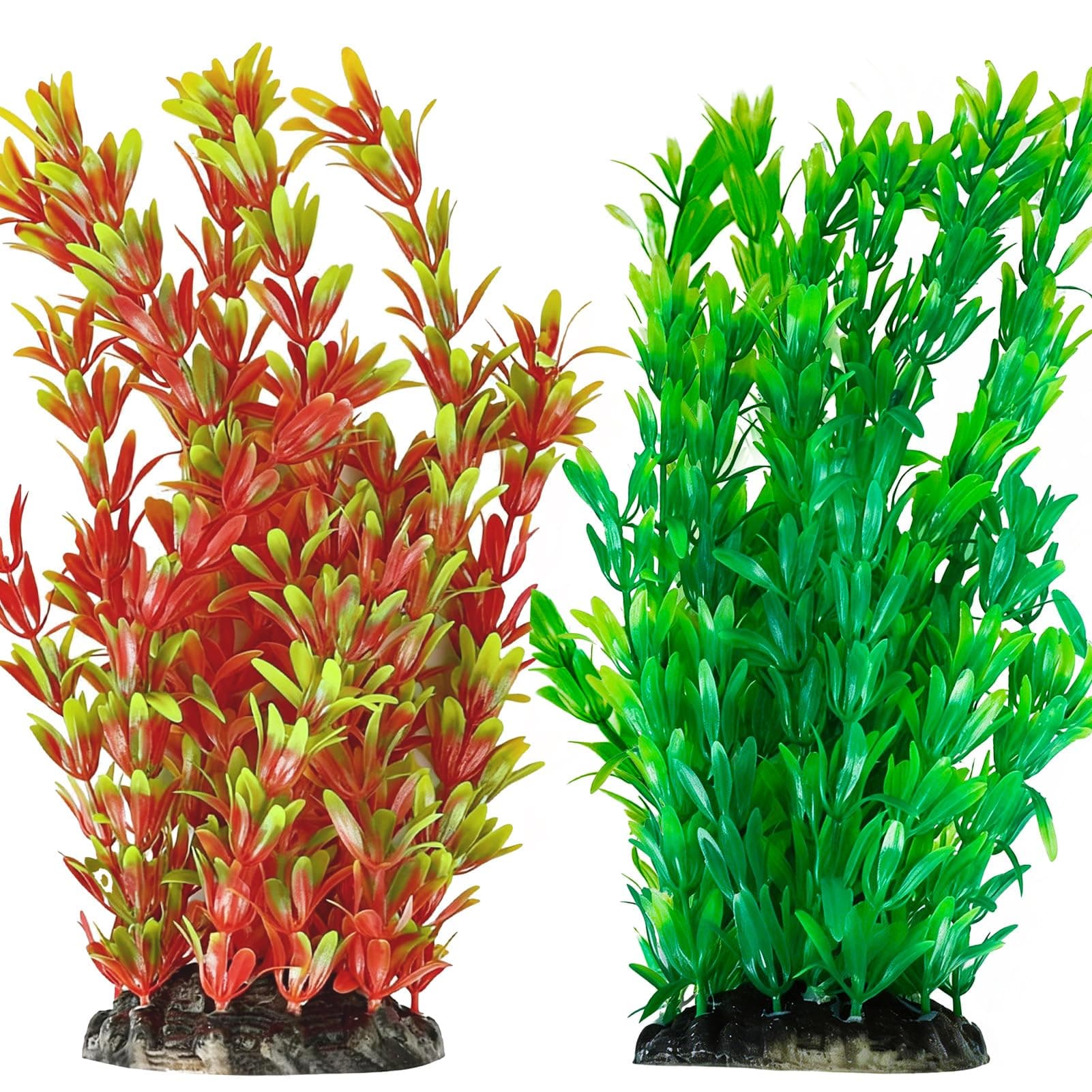Aquarium Artificial Plants, 2 Pack 25cm/9.8inch Tall Plastic Plants for Fish Tanks