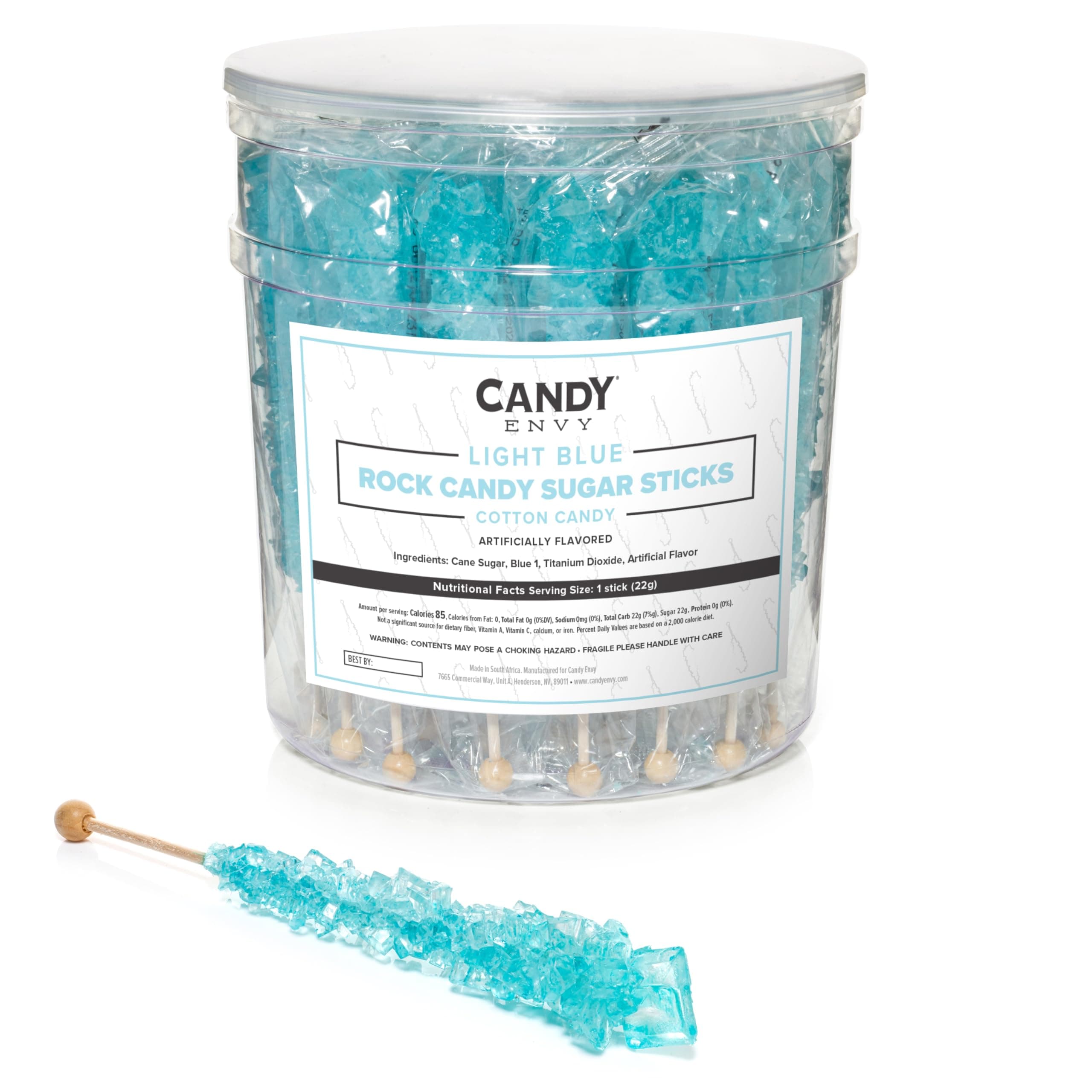 Light Blue Rock Candy Sugar Sticks - Cotton Candy Flavored - 36 Individually ...