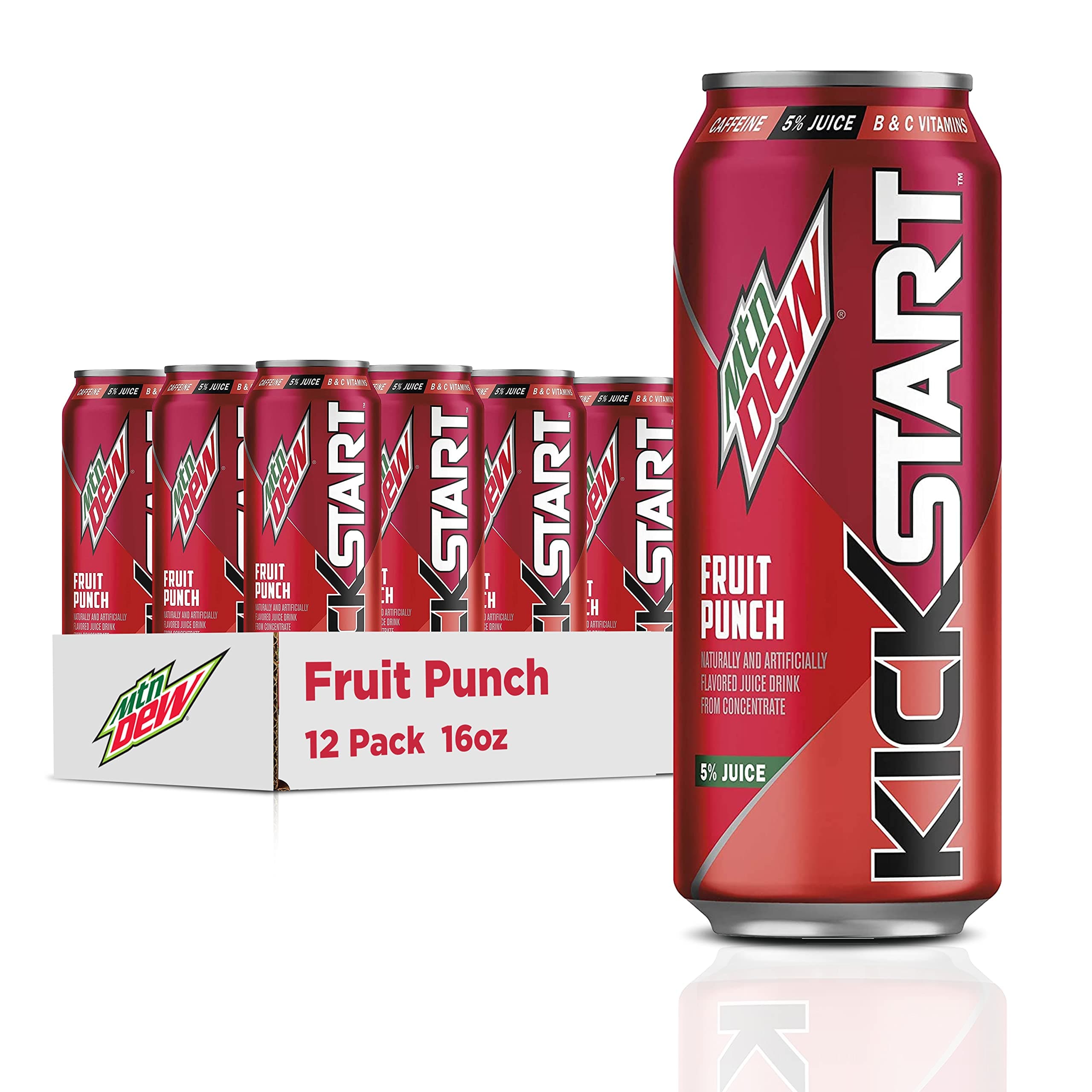 Kickstart, Fruit Punch, 92mg Caffeine, Vitamins B & C, 80 Calories, 5% Juice, 16 fl oz (12 Count)