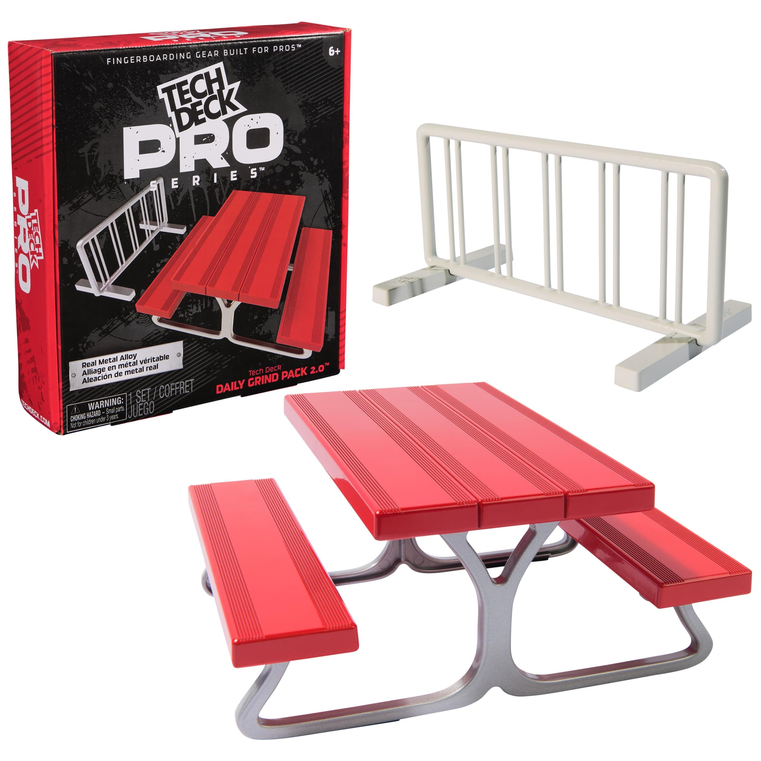 Pro Series Daily Grind Pack 2.0 with Picnic Table and Bike Rack; Kids Toys for Boys Ages 6 and up (Mini Fingerboard Sold Separately)