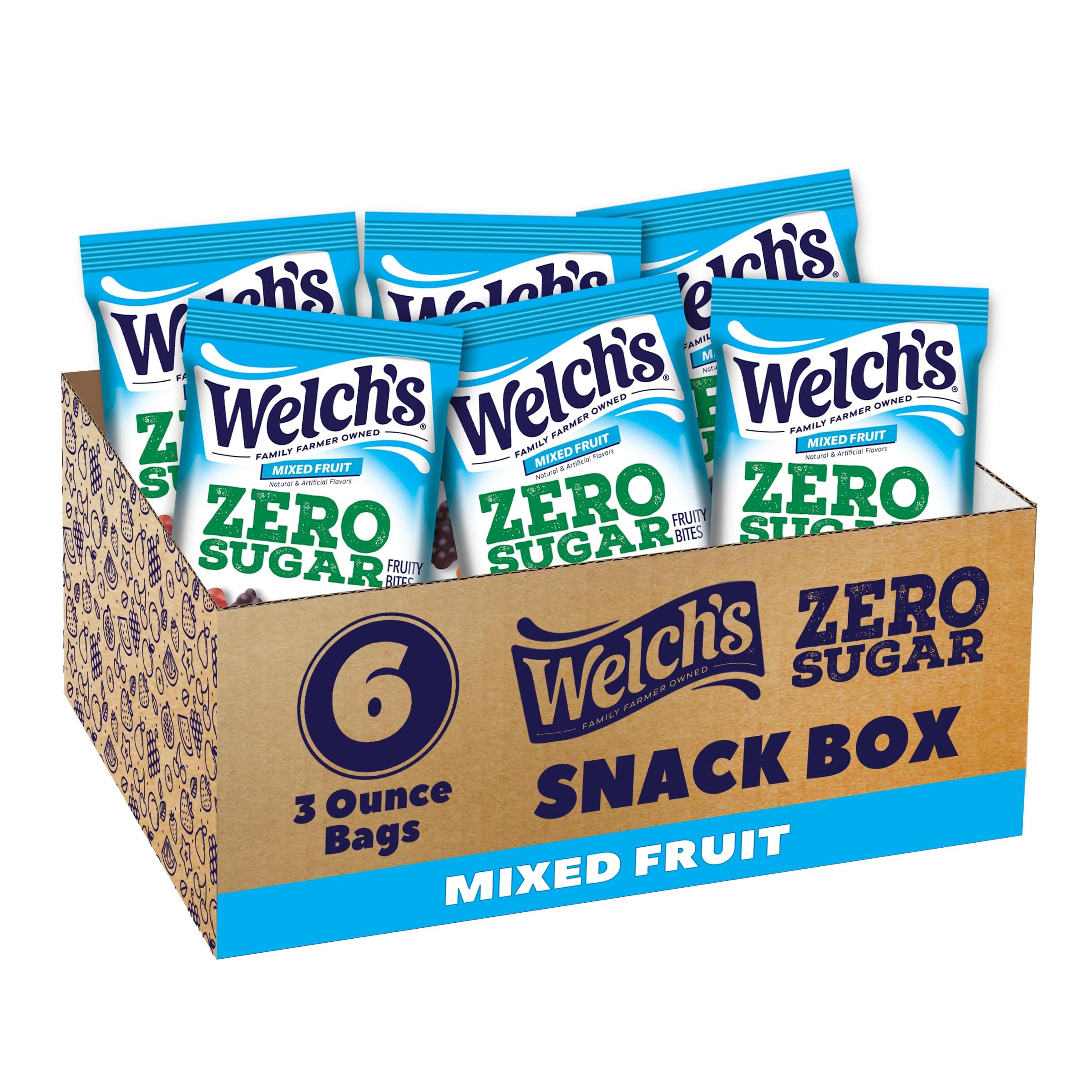 Welch's Zero Sugar Fruity Bites, Mixed Fruit Snack Box, Gluten Free & Sugar F...