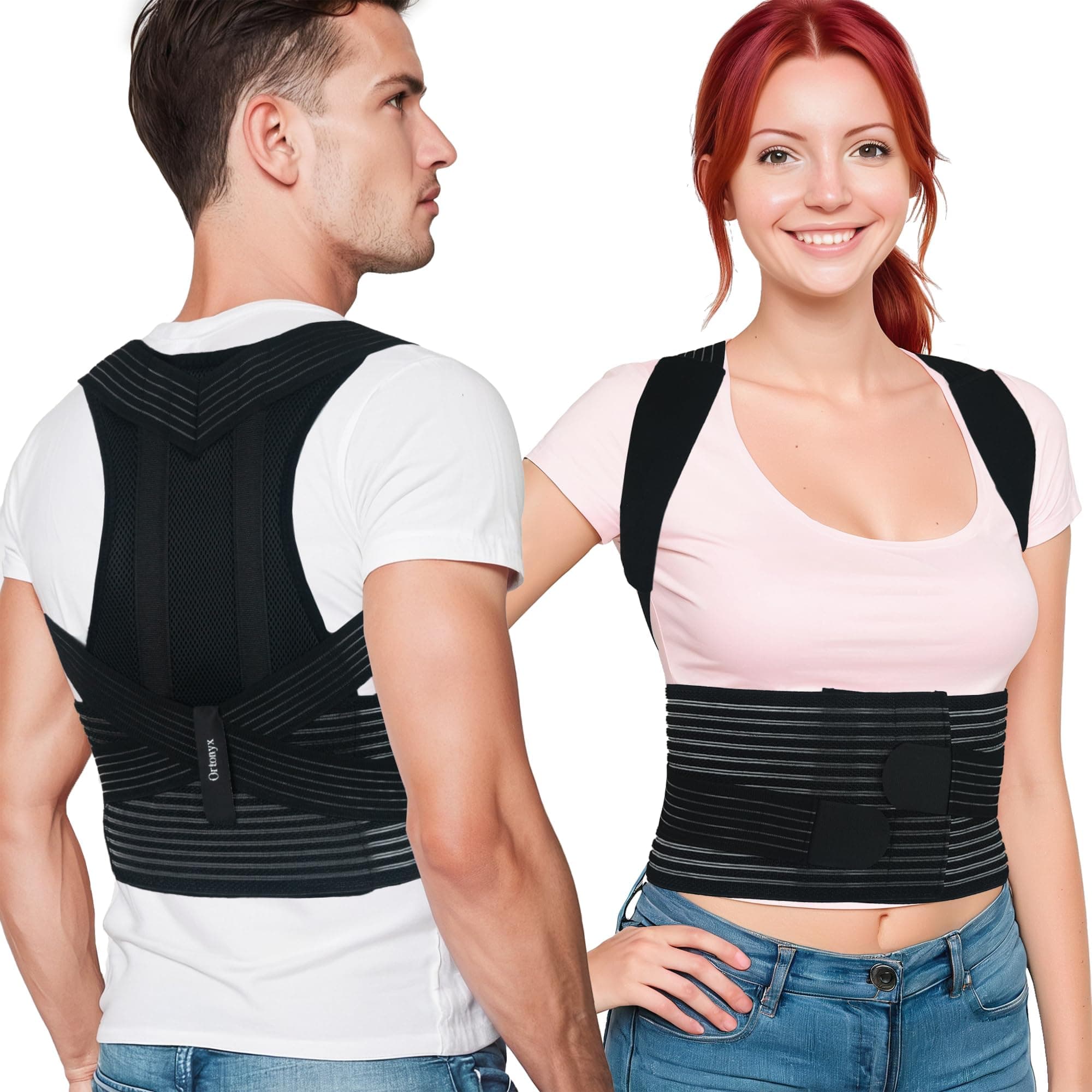 ORTONYXBack Brace Posture Corrector Clavicle and Shoulder Support for Men and Women, Upper and Lower Back Pain Relief - Scoliosis, Hunchback, Hump, Thoracic, Spine Corrector/8247