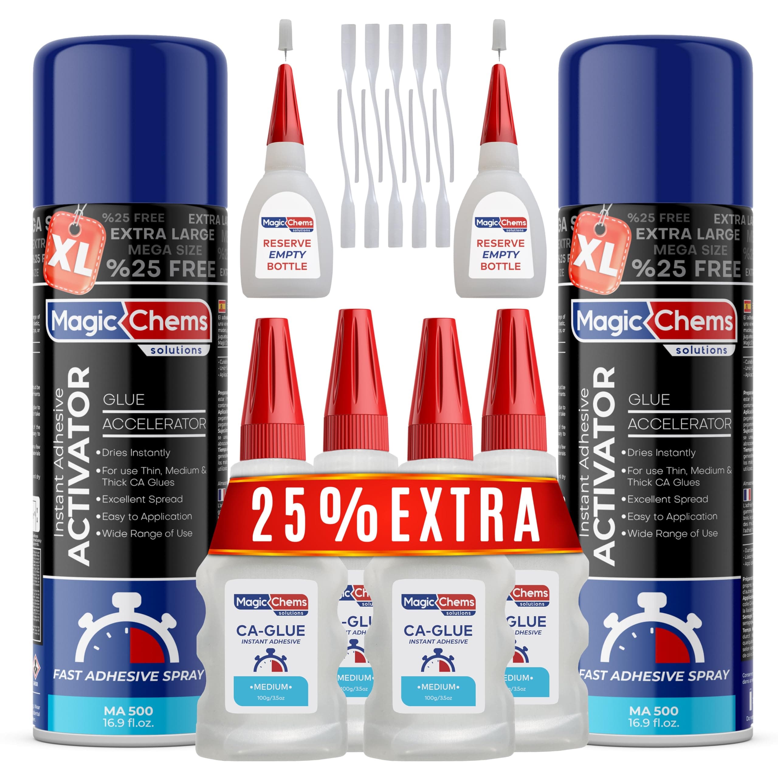 - CA Glue with Activator (4 x 3.5 oz + 2 x 16.9 fl oz), Cyanoacrylate Glue and Activator, Super Glue withActivator, CAGlue and Accelerator (2 Pack)