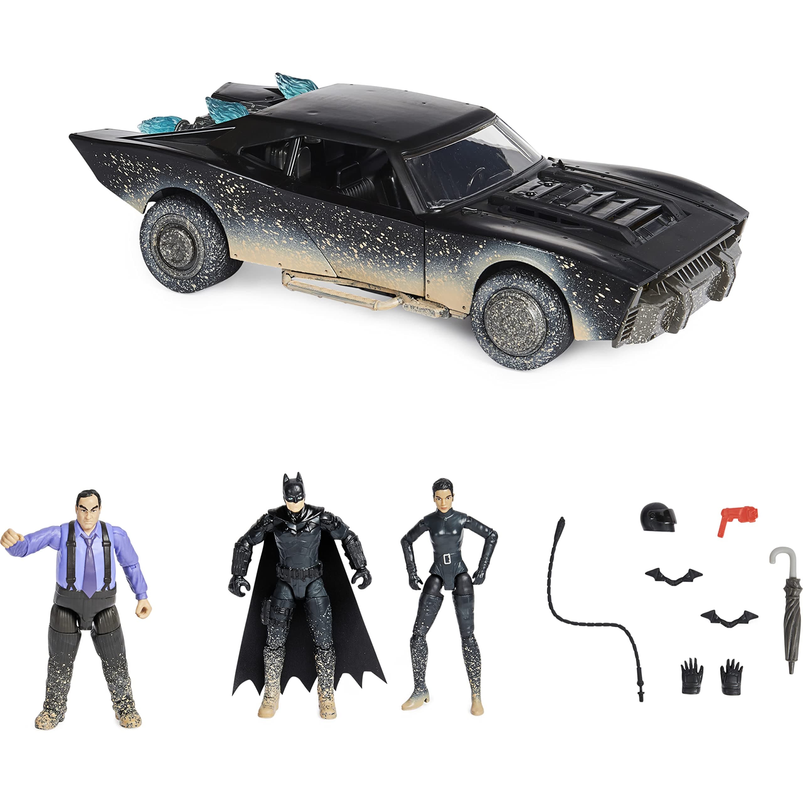 Ultimate Batman Set w/ Exclusive 4' Batman, Selina Kyle, The Penguin Action Figures, Batmobile, Kids Toys, Age 4+