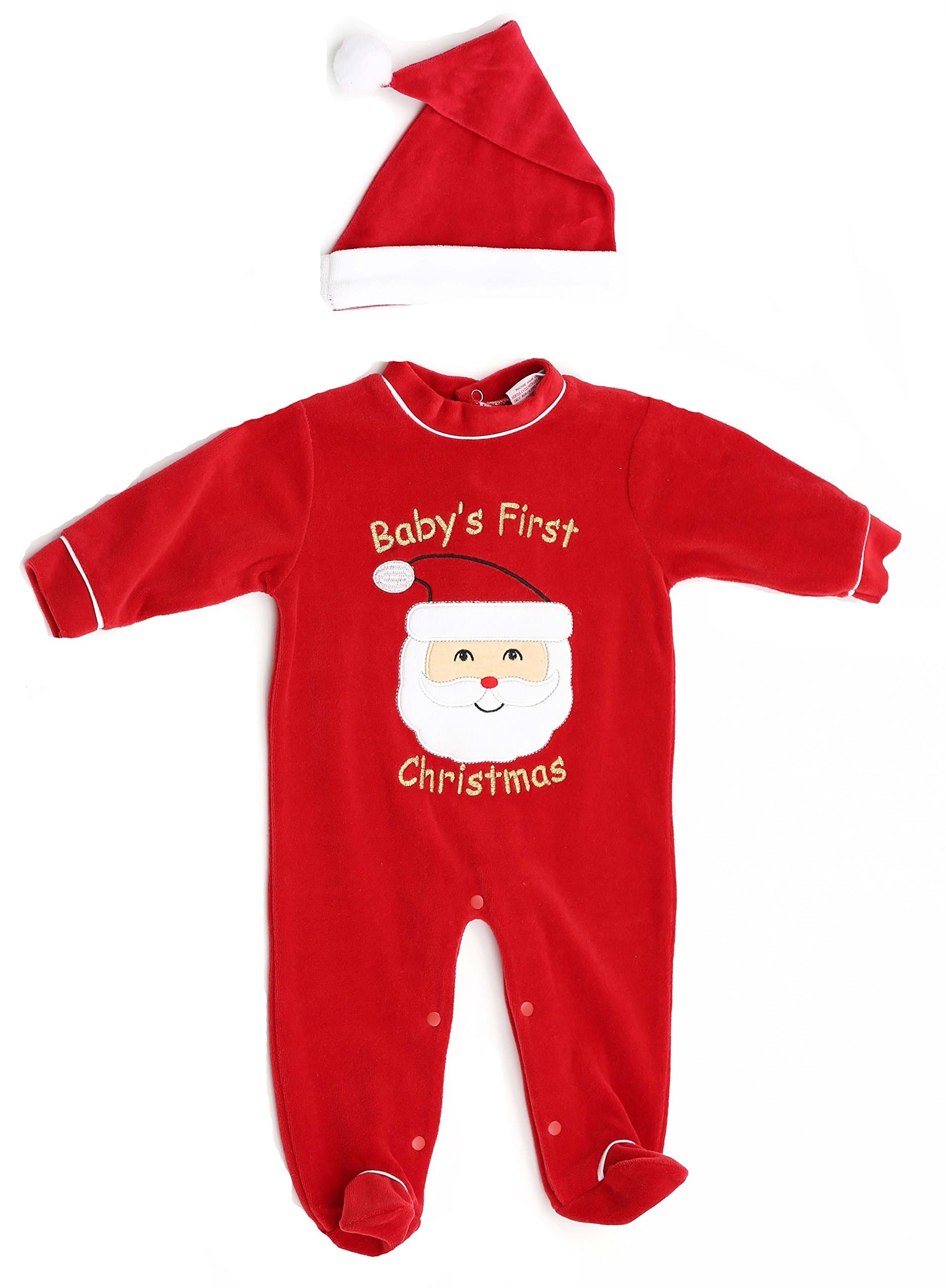 Christmas Coverall for Baby & Infant with Matching Santa Hat