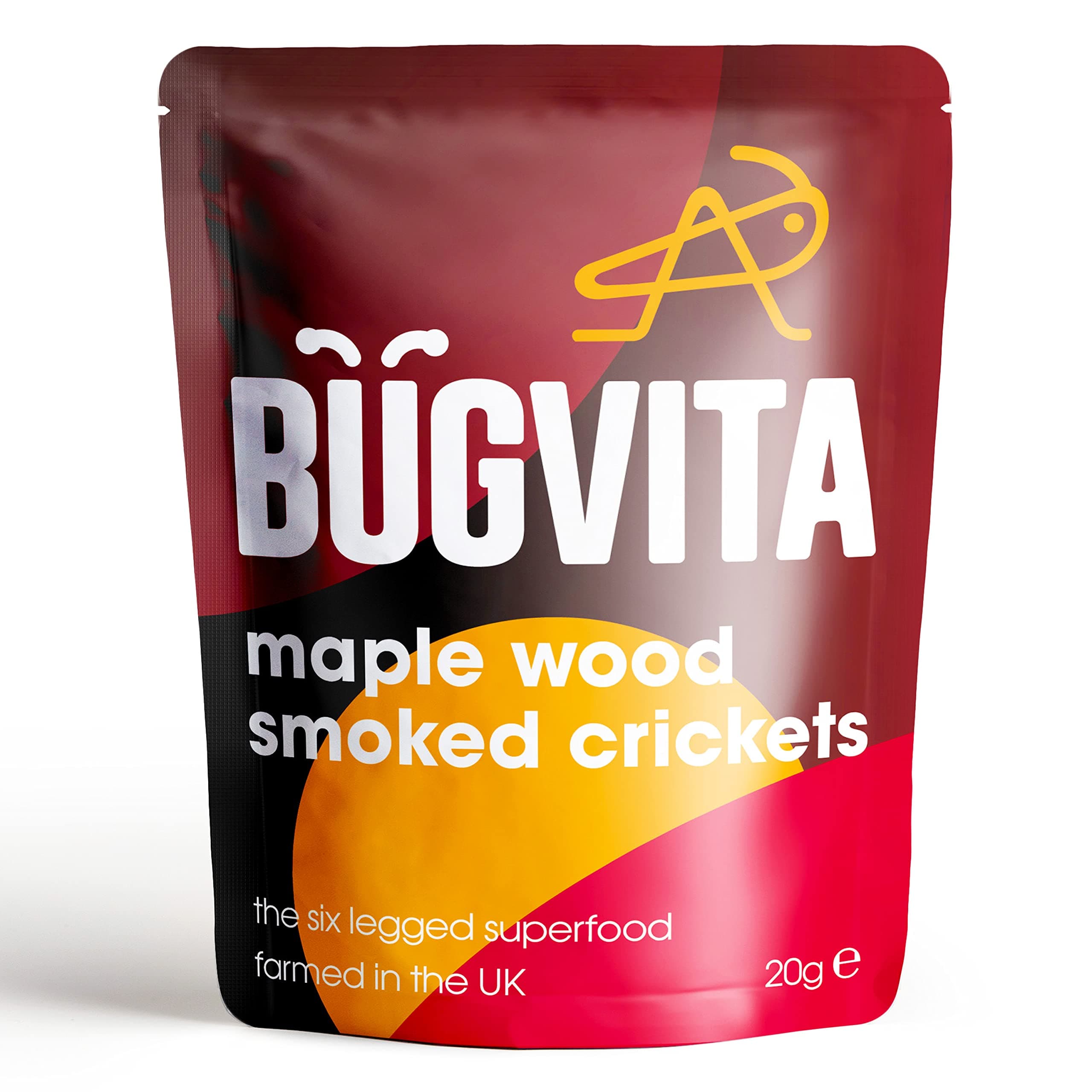 Bugvita Maple Wood Smoked Crickets, 20g (single pack) - Ready to Eat, High Protein, Sustainable Snack. Premium Edible Insects, Made in the UK