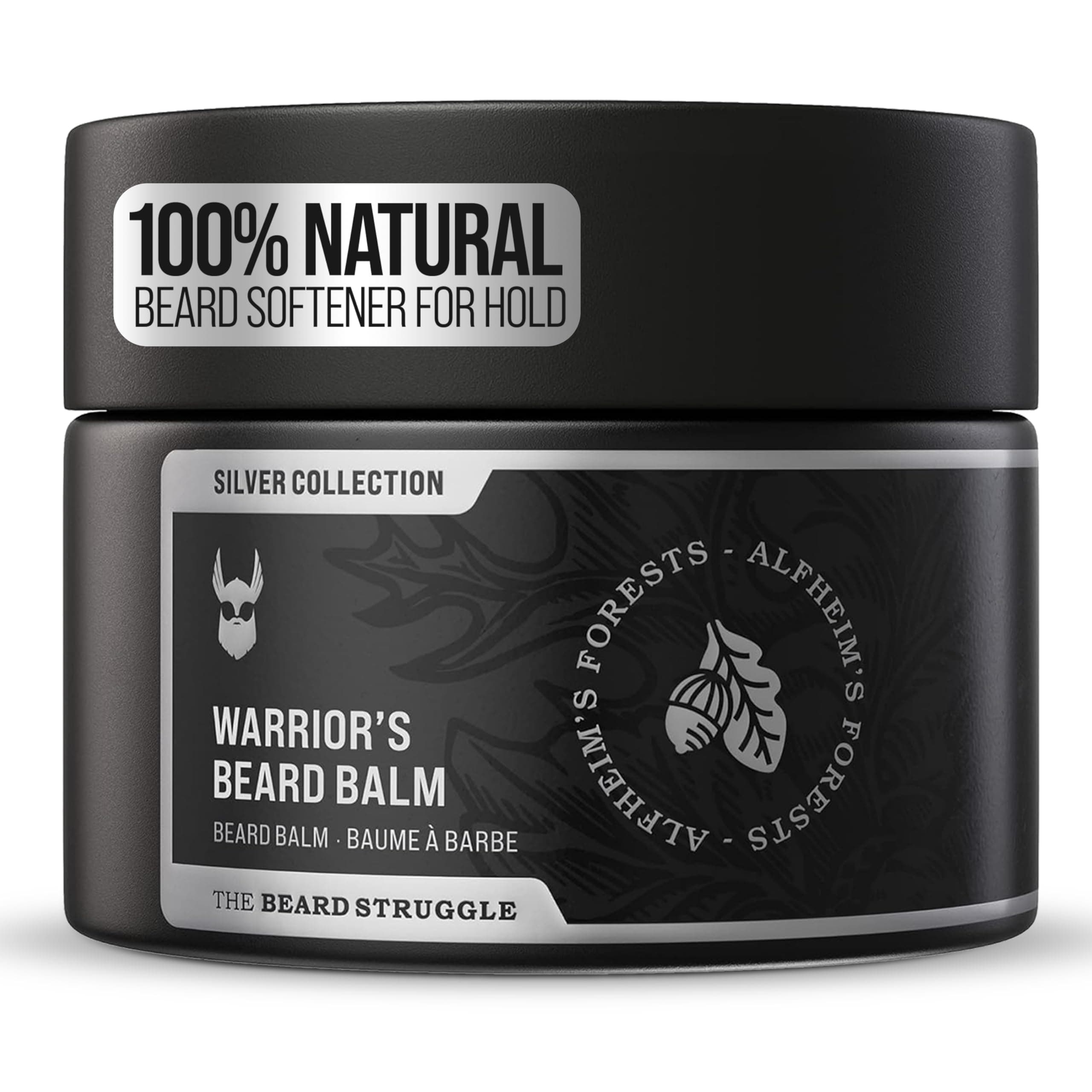 The Beard Struggle Warrior’s Beard Balm - Silver Collection, Alfheim's Forests - Non-Greasy Low-Hold Formula, Luxurious Cologne-Grade Fragrances 100% Natural and Plant-Based Ingredients - 50g