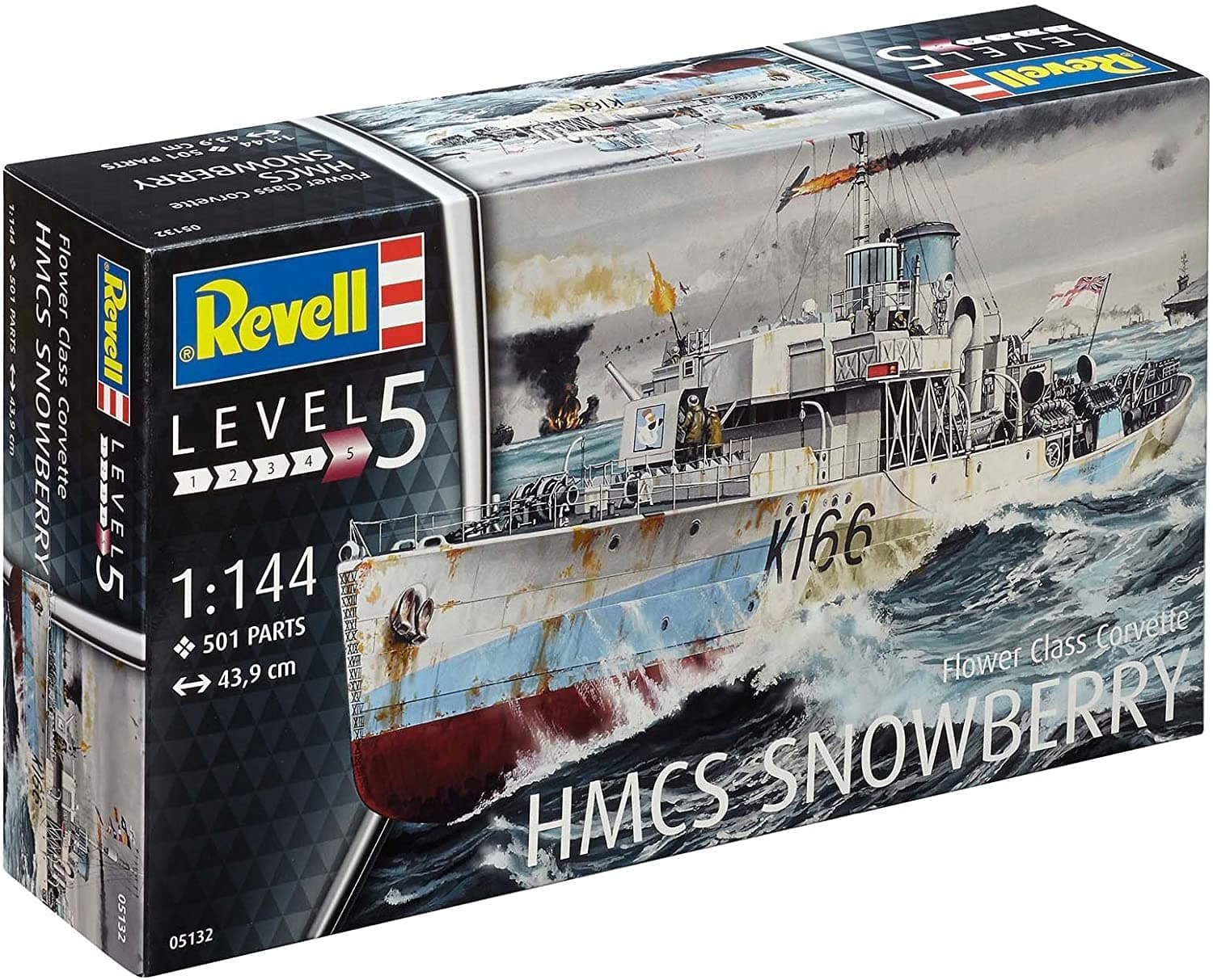 Revell Model Kit Ship 1:144 Flower Class Corvette HMCS Snowberry Scale 1:144, Level 5, Faithful Replica with Many Details, 12 Years to 99 Years, 05132, Multi-Colour