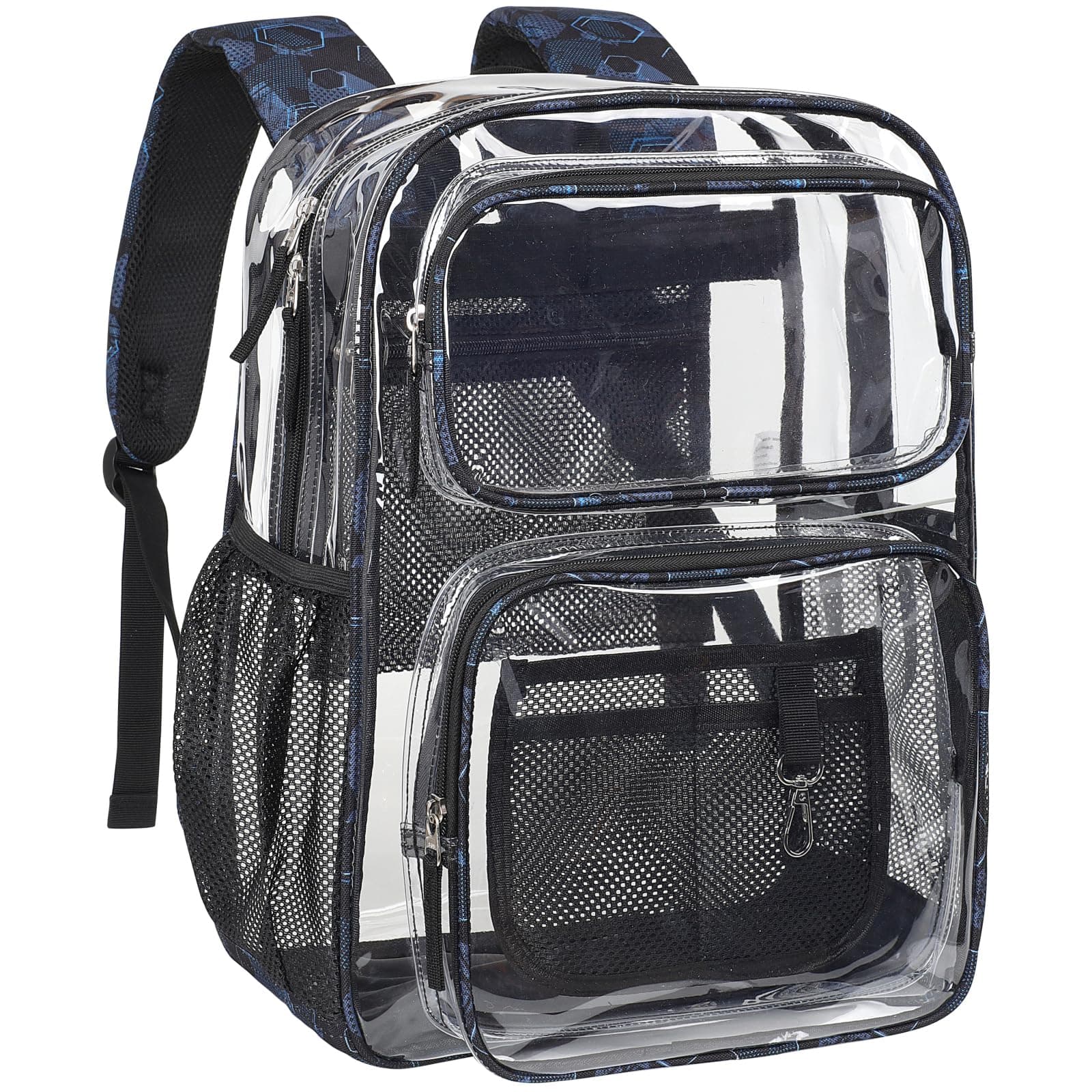 PACKISM Clear Backpack for School - 17 inch Large Heavy Duty Bookbag, Reinforced See Through PVC Transparent Backpack