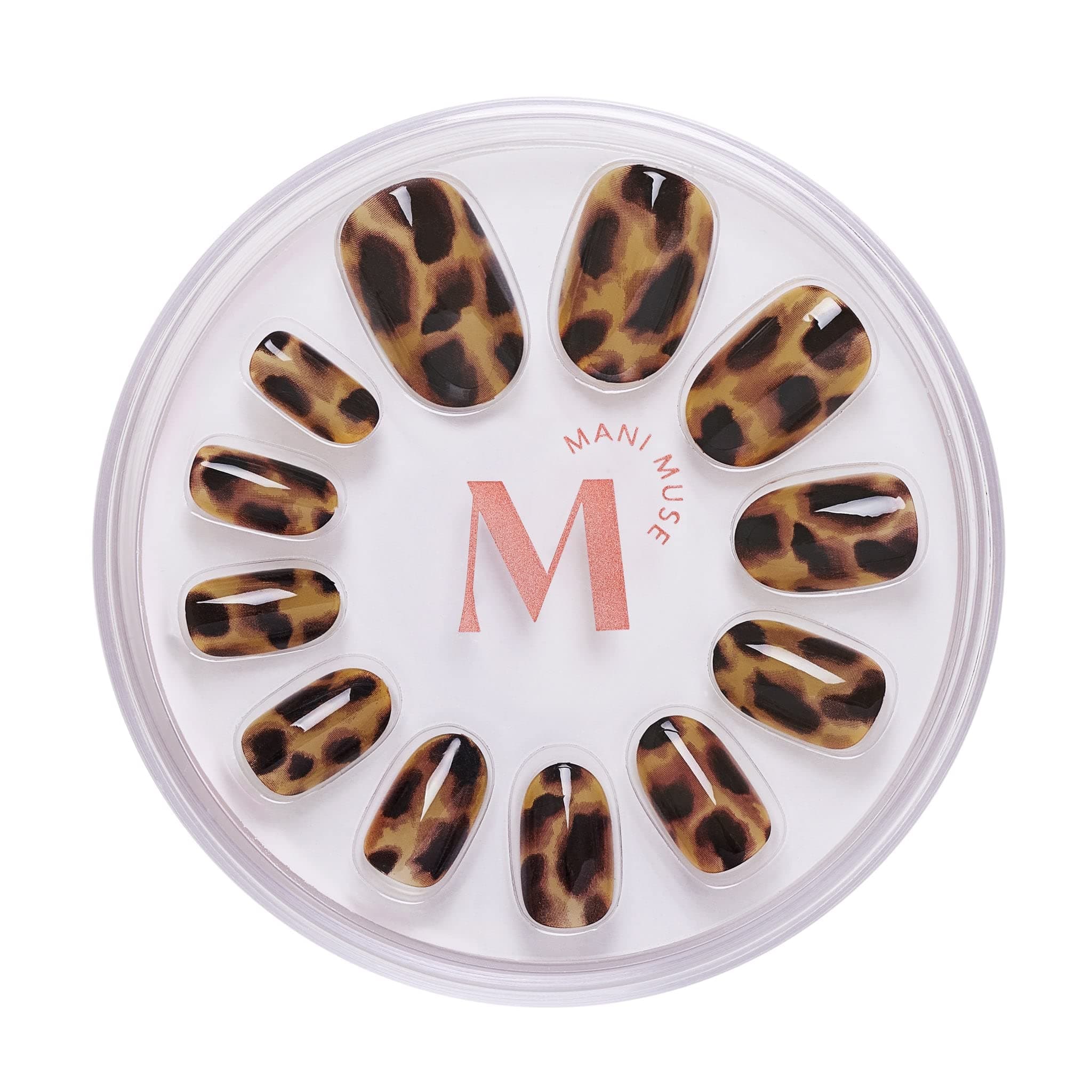 Mani Muse Tortoiseshell Press-On Nails – 30 Reusable, Long-Lasting Glue-On Short Oval Nails for Salon-Quality Home Manicure (Cat's Meow)