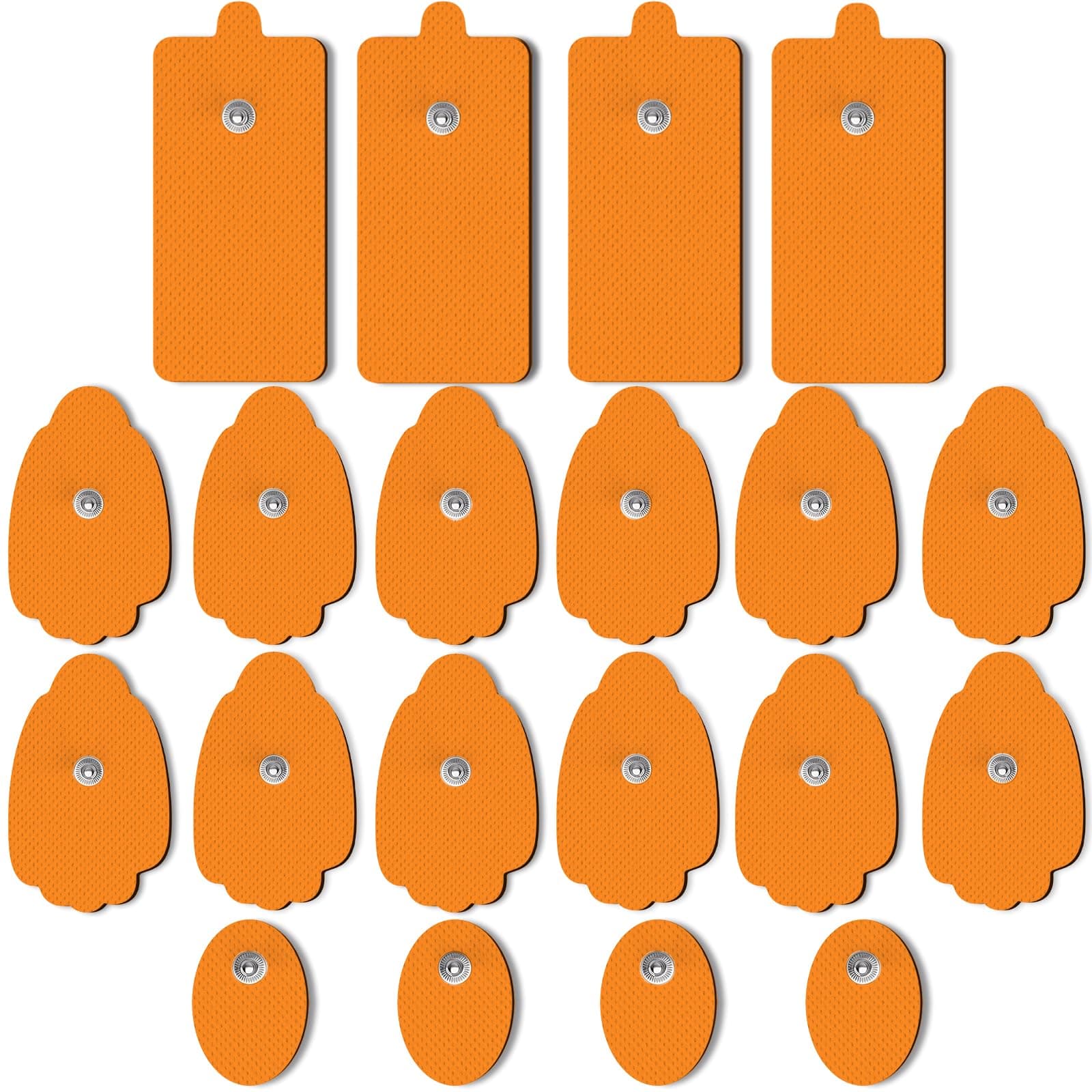 TENS Unit Replacement Pads 20 Pack in 3 Sizes, Reusable Electrode Pads with American Gel for 50 Times Safe Use, Snap TENS Pads Fit TENS EMS Muscle Stimulators Using 3.5mm Button Lead Wires