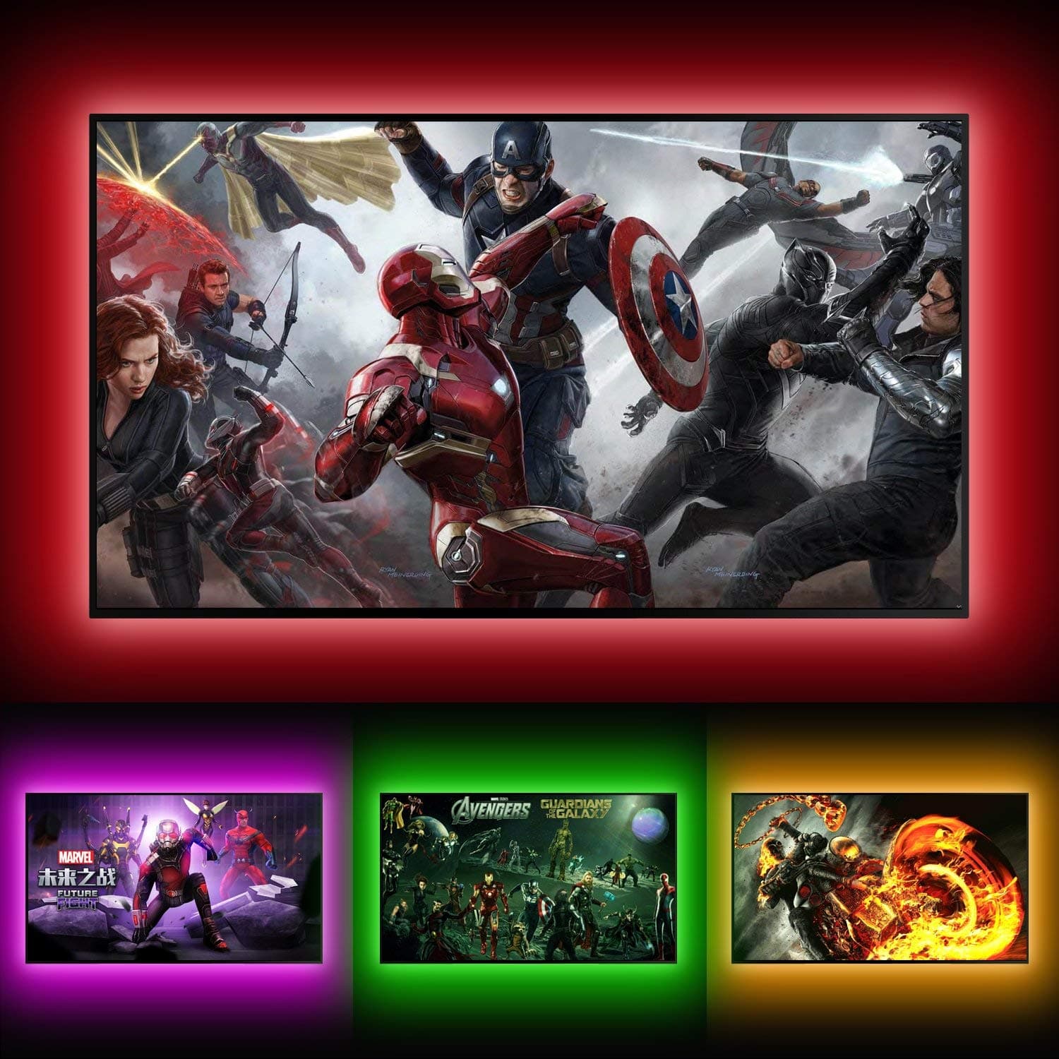 2M/6.56ft LED TV Backlight USB Bias Lighting with 20 Colors and 22 Dynamic Modes,USB Powered RGB LED Light Strip with IR Remote for 40 to 60 Inch HDTV,PC Monitor