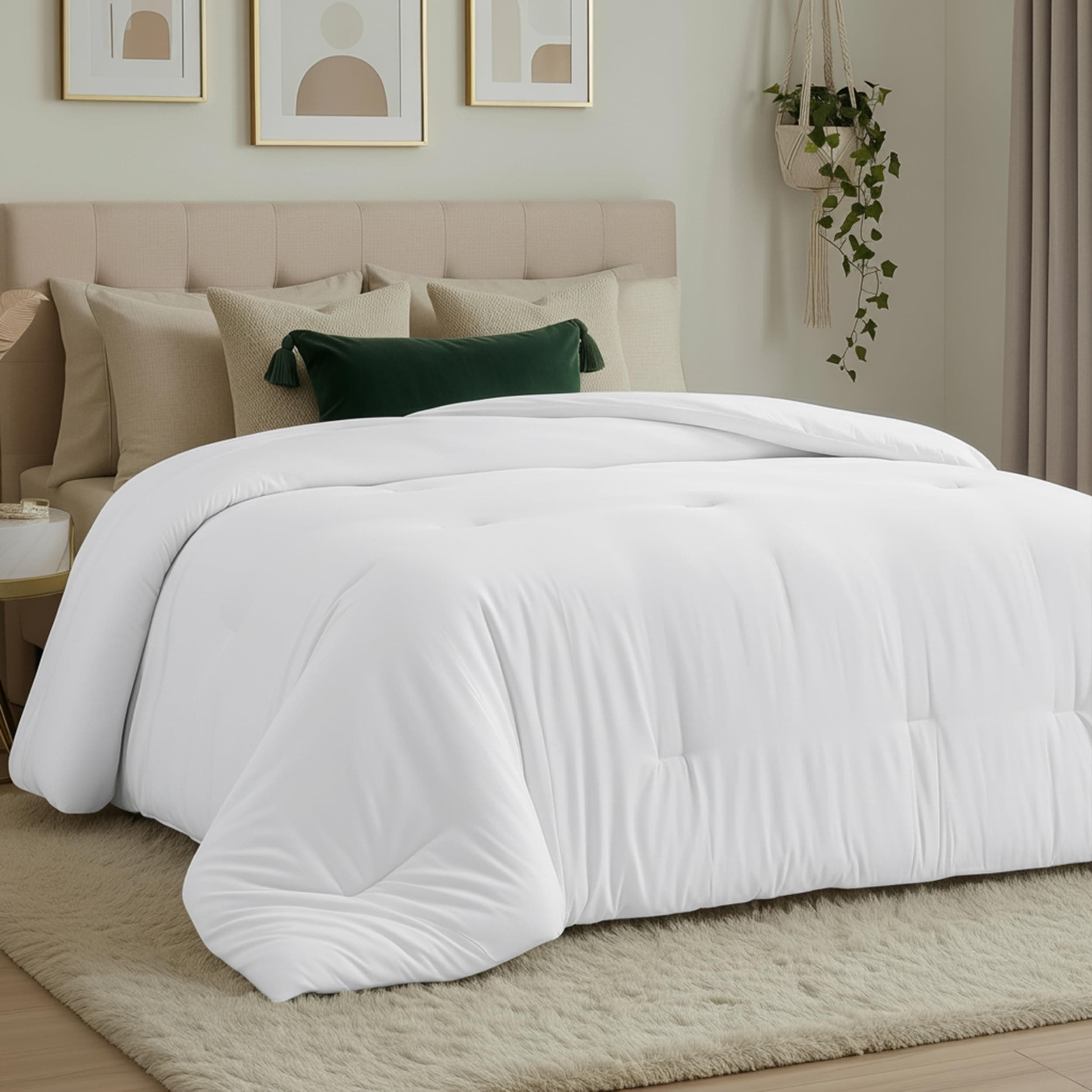 Utopia Bedding All Season Down Alternative Quilted Comforter - Microfiber Duvet Insert with Corner Tabs - Machine Washable - Bed Comforter, White, Queen