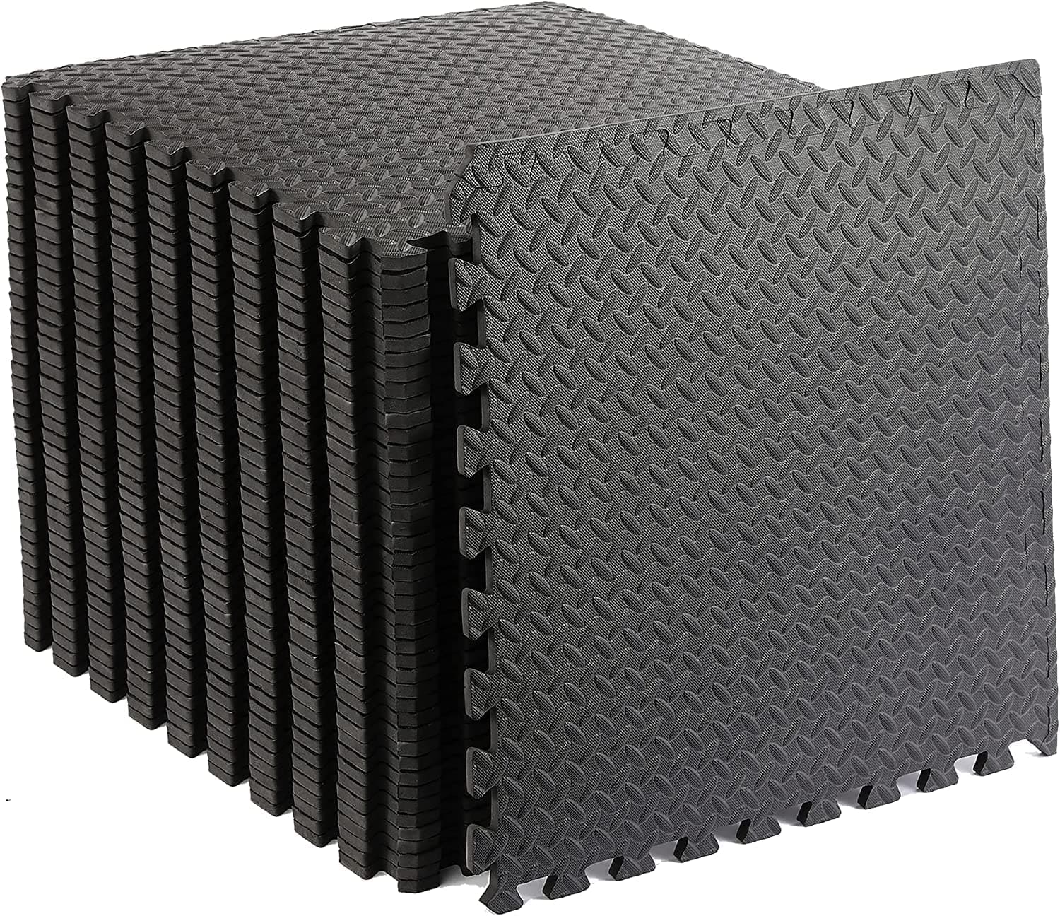 Hukimoyo 6 Pcs Gym Floor mat rubber for Heavy Workout Puzzle mat Home Exercise, Gym Floor Equipment mat Interlocking Eva Foam Flooring Thick Rubber Tiles Mat Yoga, Kids(16SQFT,Black)