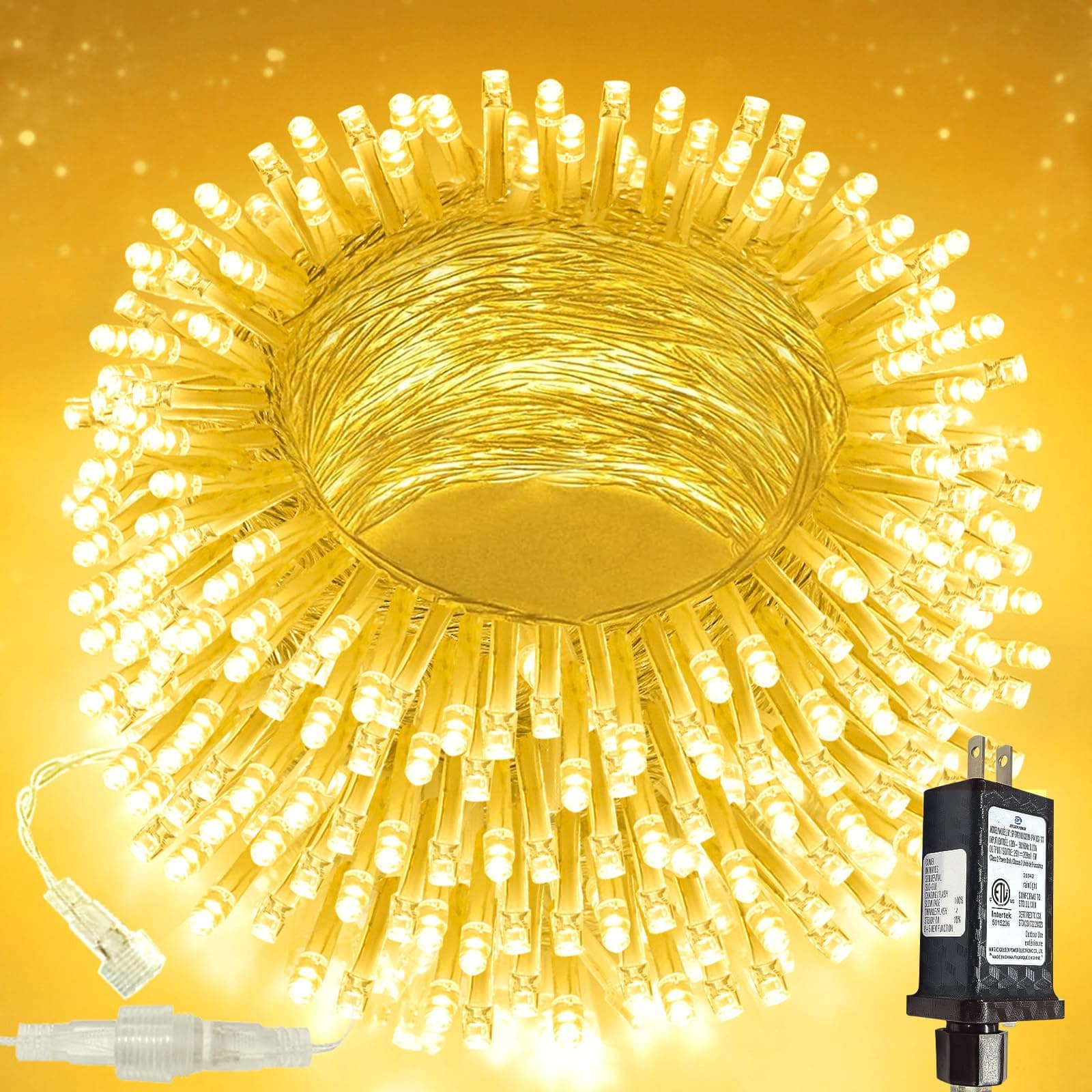 Connectable 100 LED String Lights Indoor Outdoor, 33FT Warm White Christmas Lights Waterproof, 13 Modes with Timer, Twinkle Fairy Lights Plug in Clear Wire for Christmas Tree, Bedroom, Classroom Decor