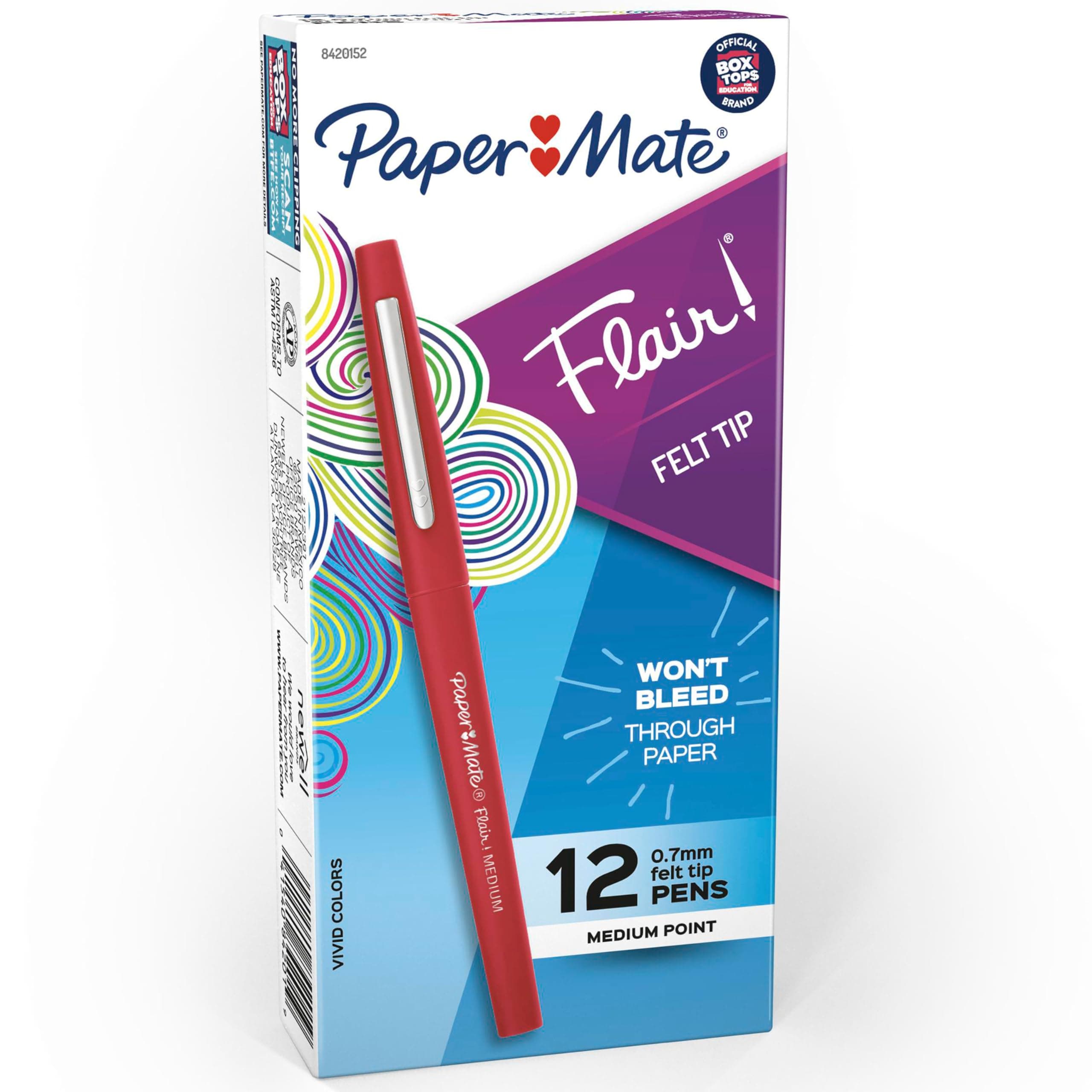 Flair Felt Tip Pens, Medium Point (0.7mm), Red Ink, 12 Count - Teacher Supplies, Arts & Crafts