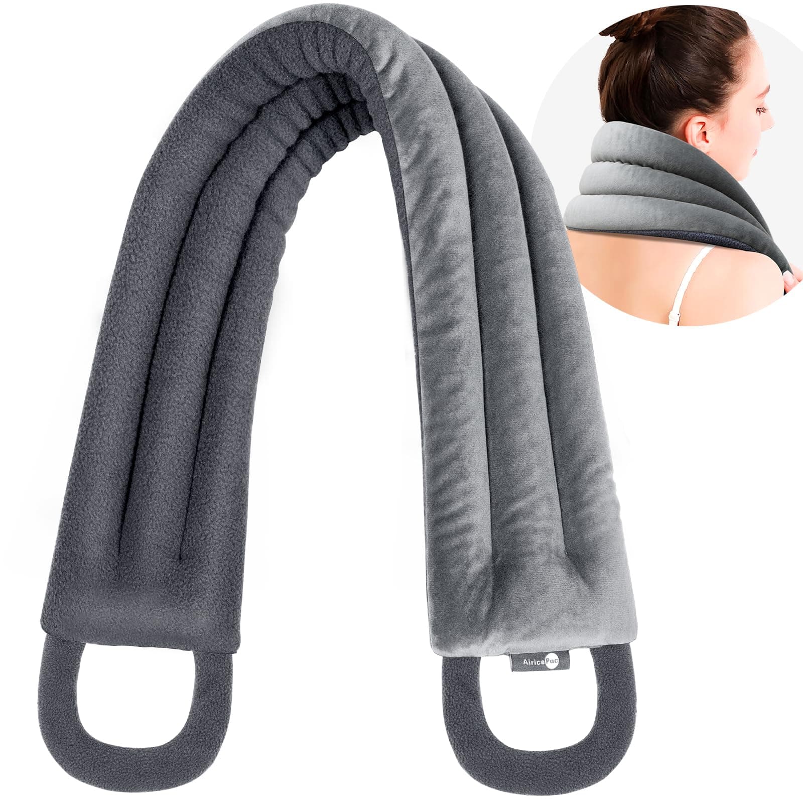 Microwave Heating pad for Neck and Shoulders Back 33 * 5.9" microwavable Large Moist Heat Pack Warm hot Compress Neck wrap Weighted Bag Massage Reusable Herbal Nature Calming Portable Grey