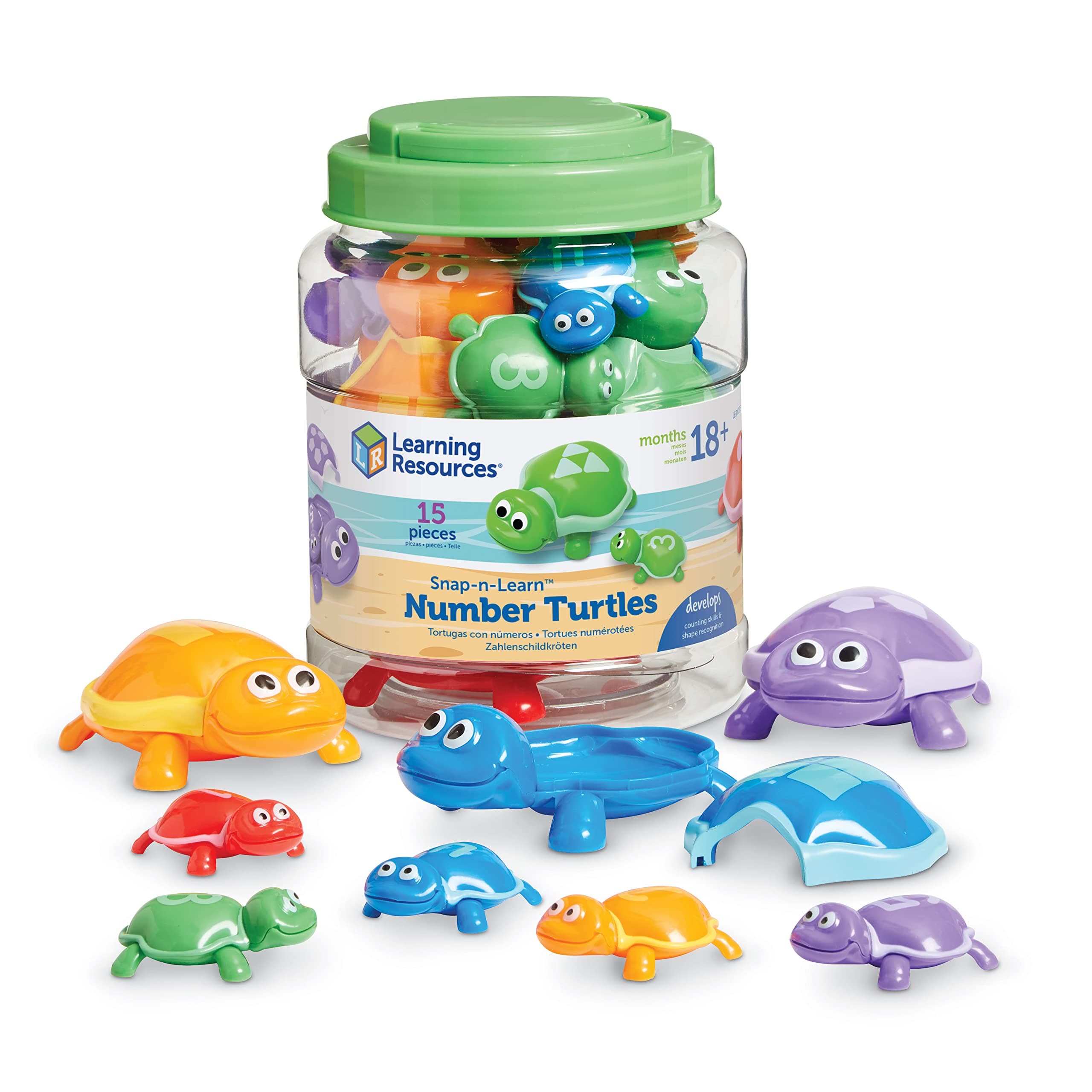 Number Turtles Set - 15 Pieces, Ages 18+ Months, Fine Motor Toys for Toddlers, Counting, Color & Sorting for Kids