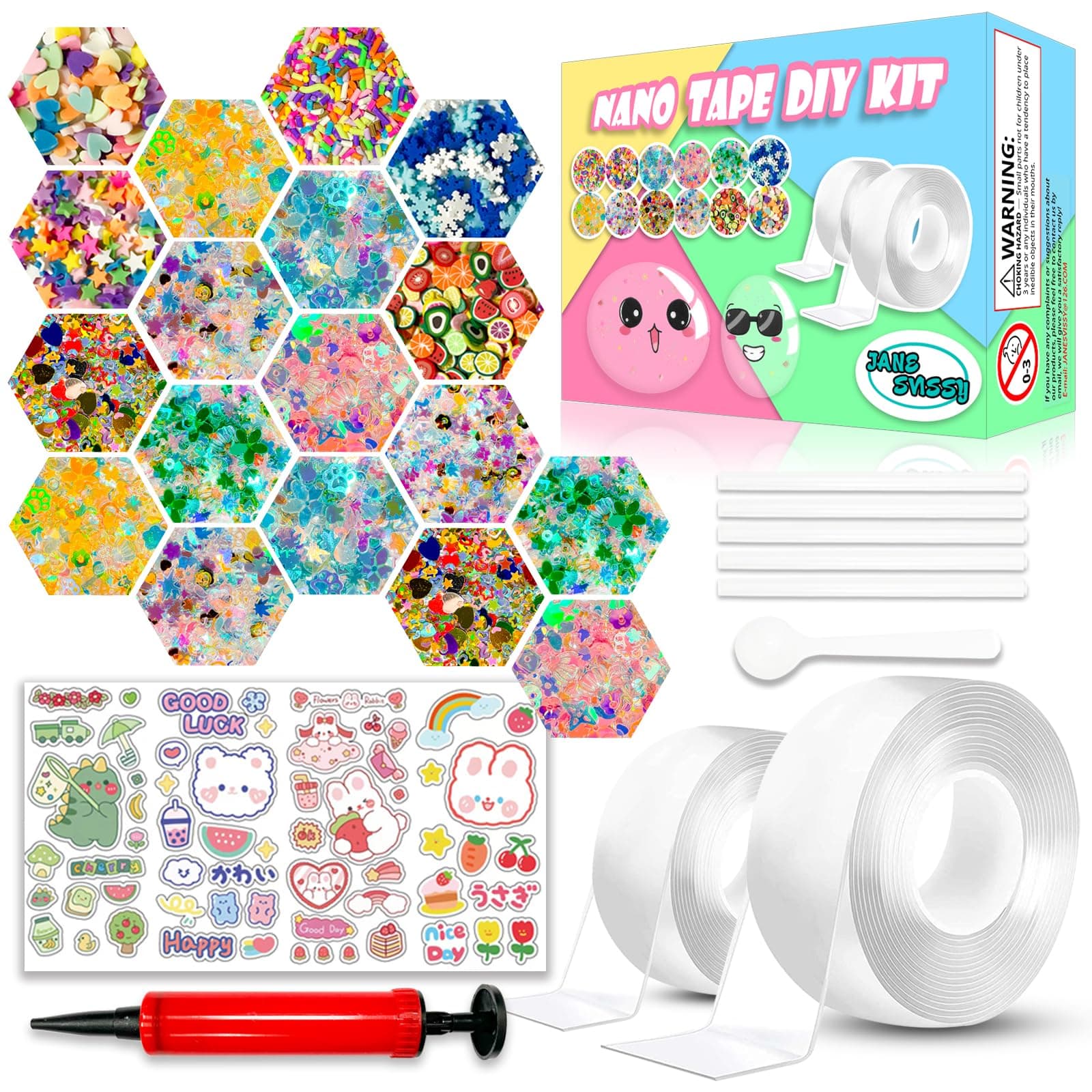 Nano Tape Bubble Kit, Nano Squishy Making kit Tape Bubbles, Arts and Craft DIY Stress Ball Making kit and Crafts for Kids Ages 8-12 Year Bubble Craft Kit Toys 2PCS (2"&1.2")