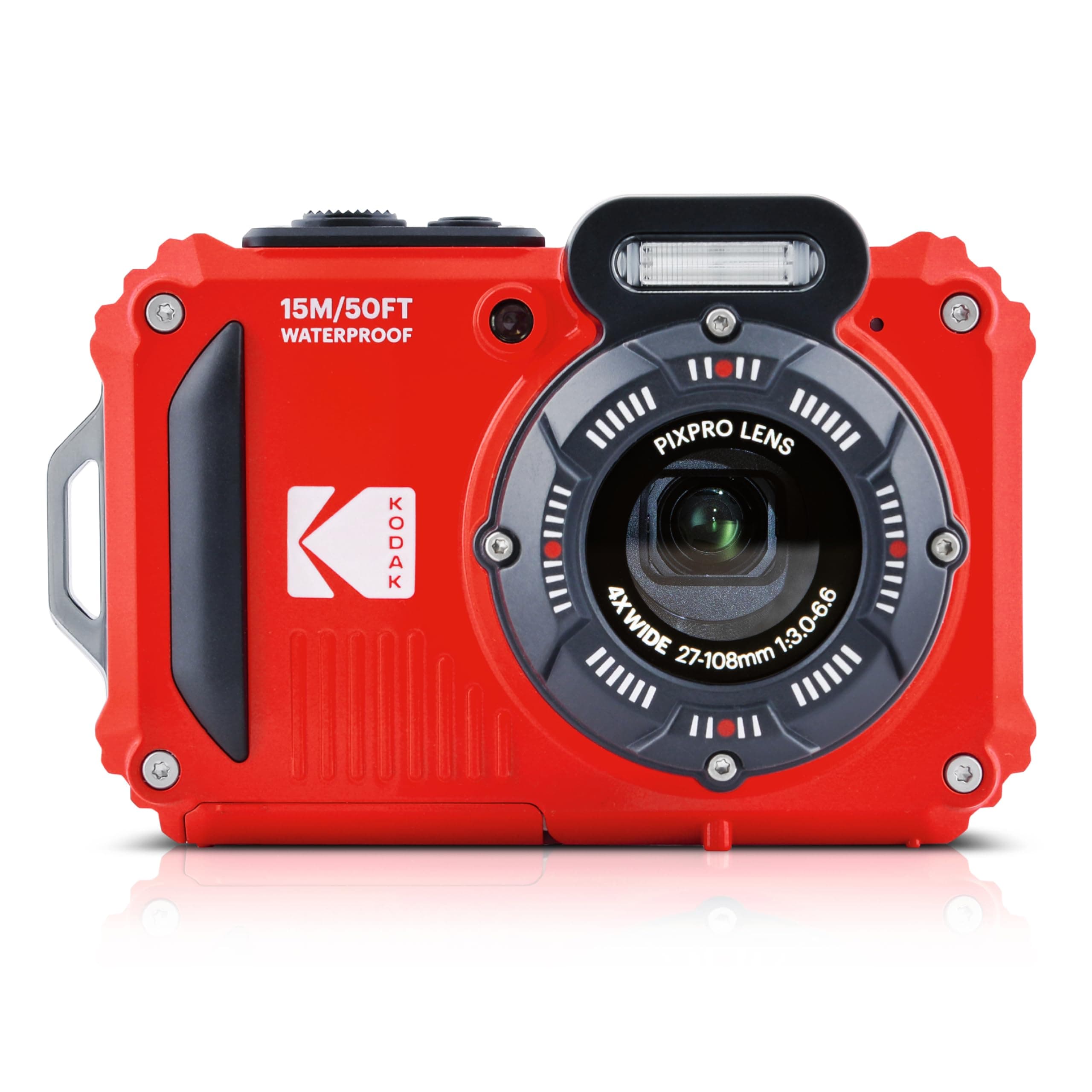 PIXPRO WPZ2 Rugged Waterproof Digital Camera 16MP 4X Optical Zoom 2.7" LCD Full HD Video, Red
