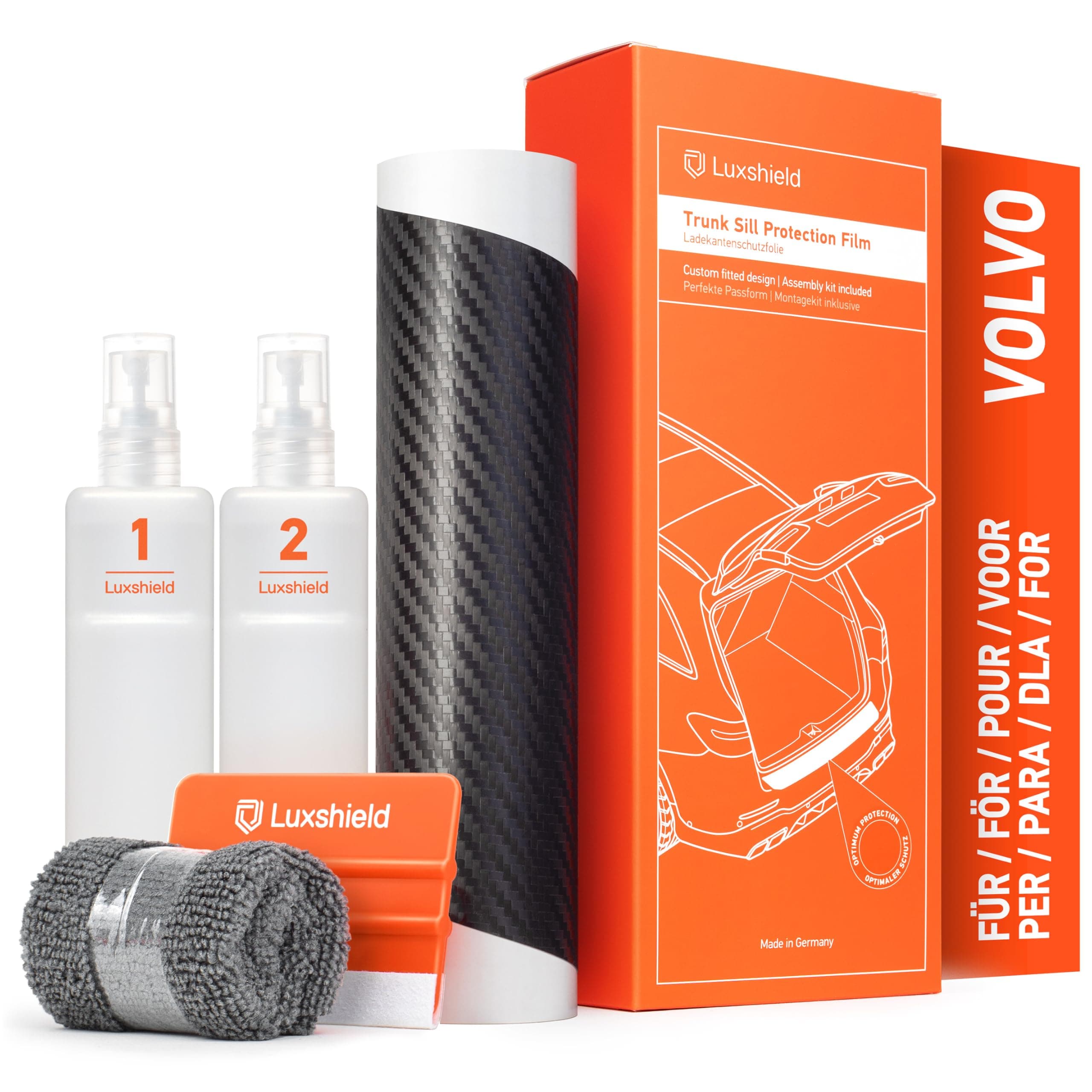 Luxshield Car Bumper Protector Set for Volvo XC90 2 (II) 256 I 2015-2025 - Rear Bumper Guards for Cars, Anti Scratch, Paint Protection for Sill Lip - Carbon Black