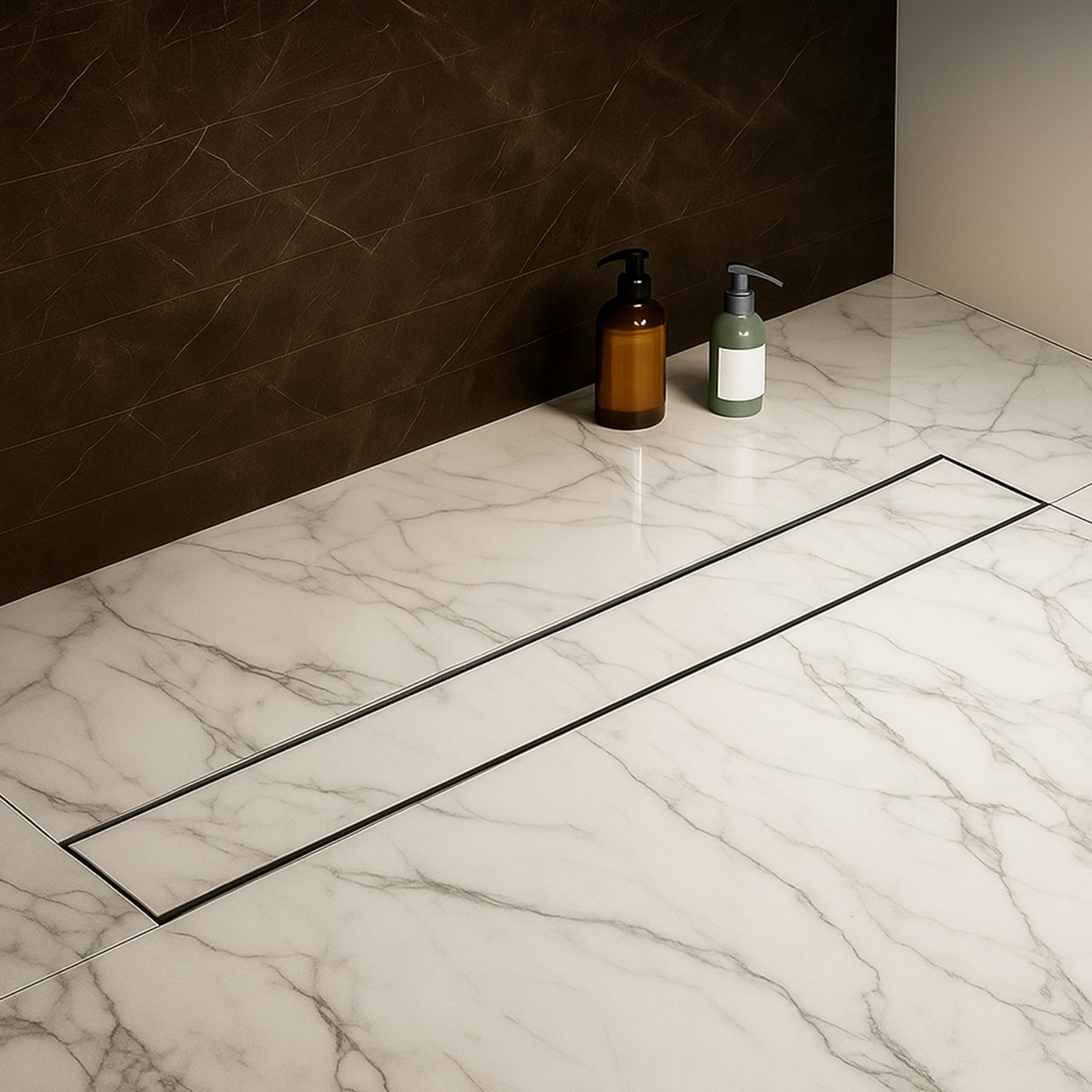 Ruhe® Tile Insert Shower Drain Channel | 40 x 3 Inches Waste Water Floor Drain for 13mm Tile | 304 Stainless Steel Invisible Shower Drain Channel | Drain Channel with Cockroach Trap and Side Hole