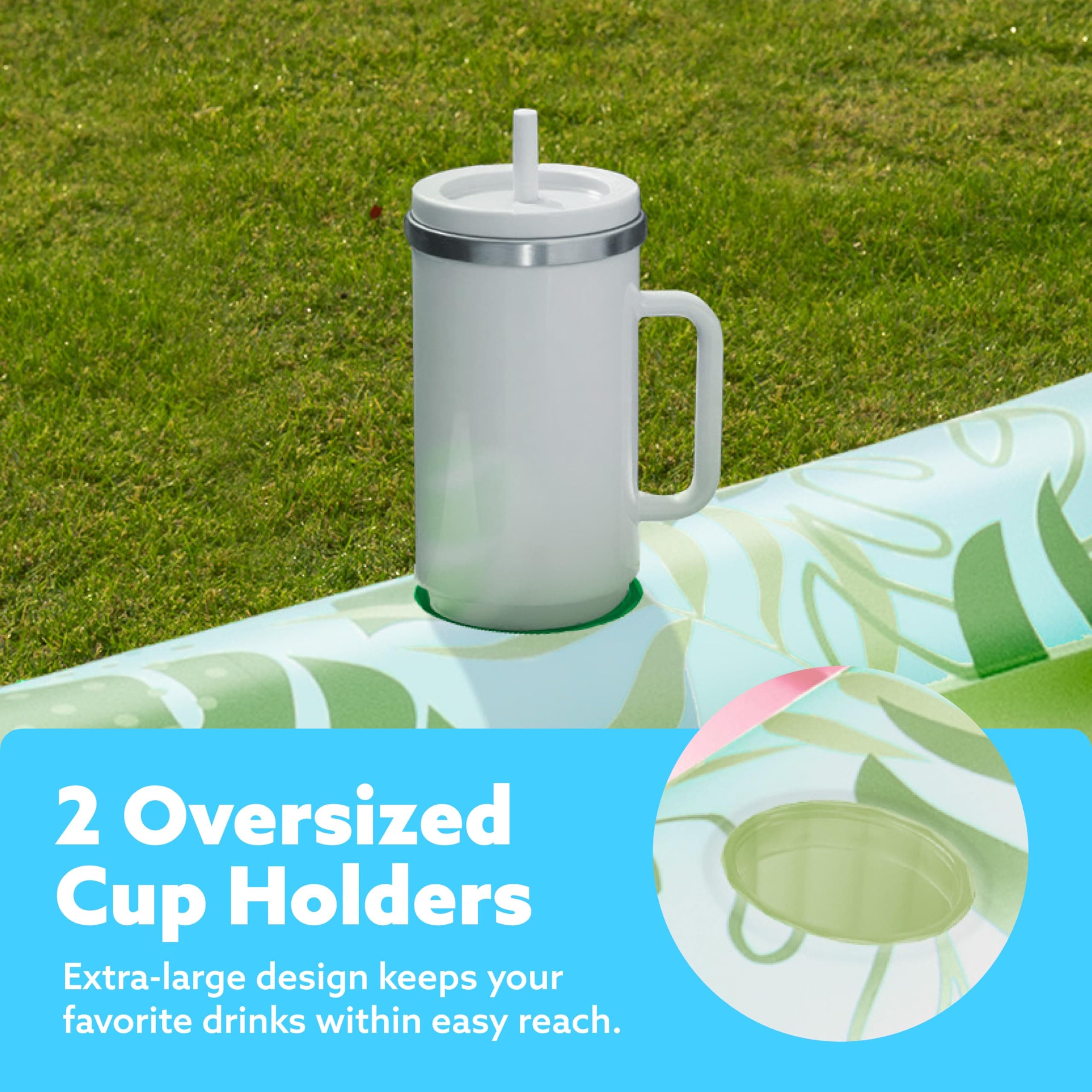 SLOOSH Inflatable Tanning Pool Lounger Float, 70" x 46" Pool Floats Adult with Pillow, 4 in 1 Suntan Tub Raft Floatie,Sunbathing Bed Lounge for Water Blow Up Kids Ball Pit Party Gifts, L-Cyan Pink