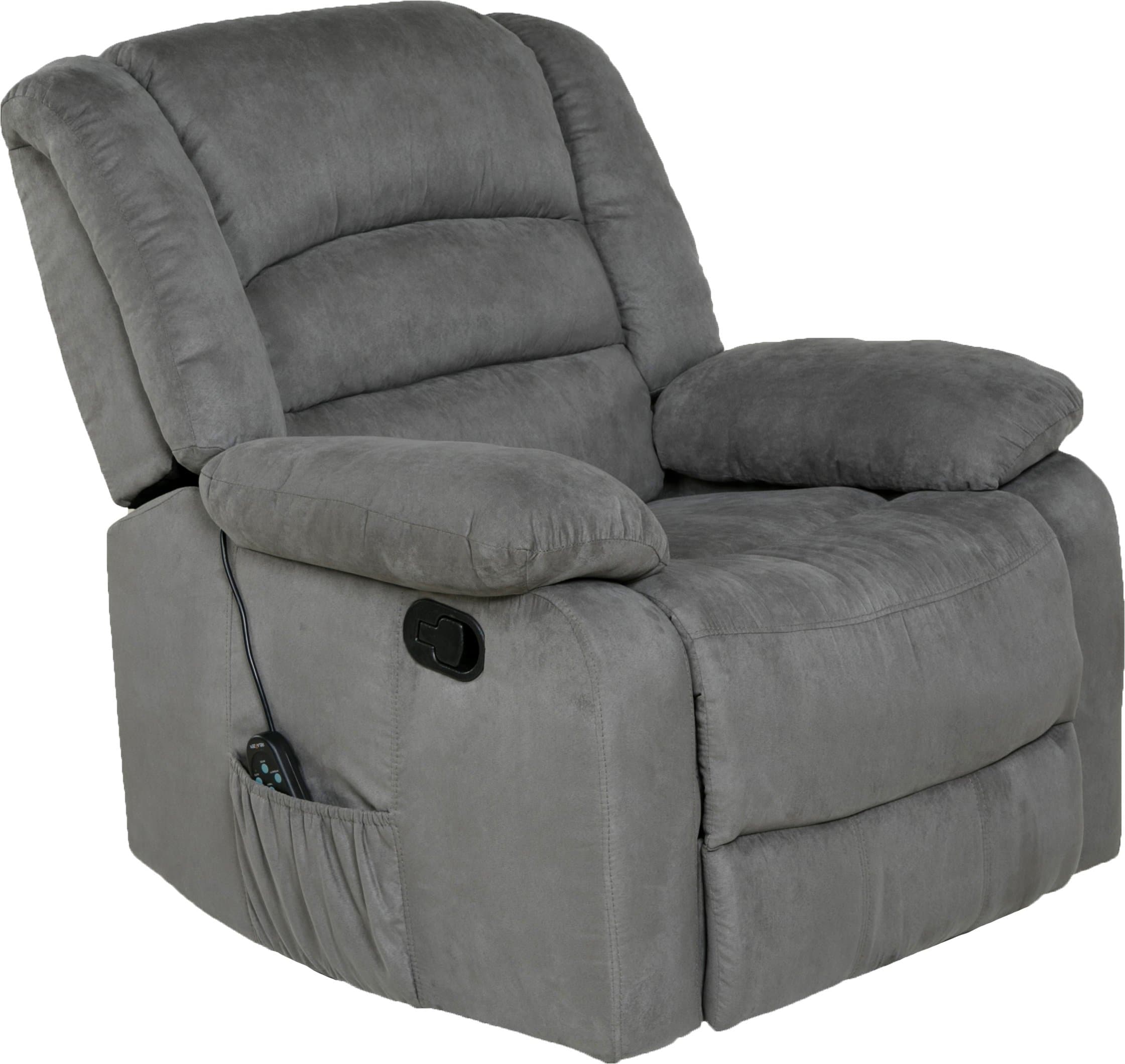 Relaxzen Longstreet Massaging Rocker Recliner with Vibration, Heat, and Dual-USB Charging Port, Gray