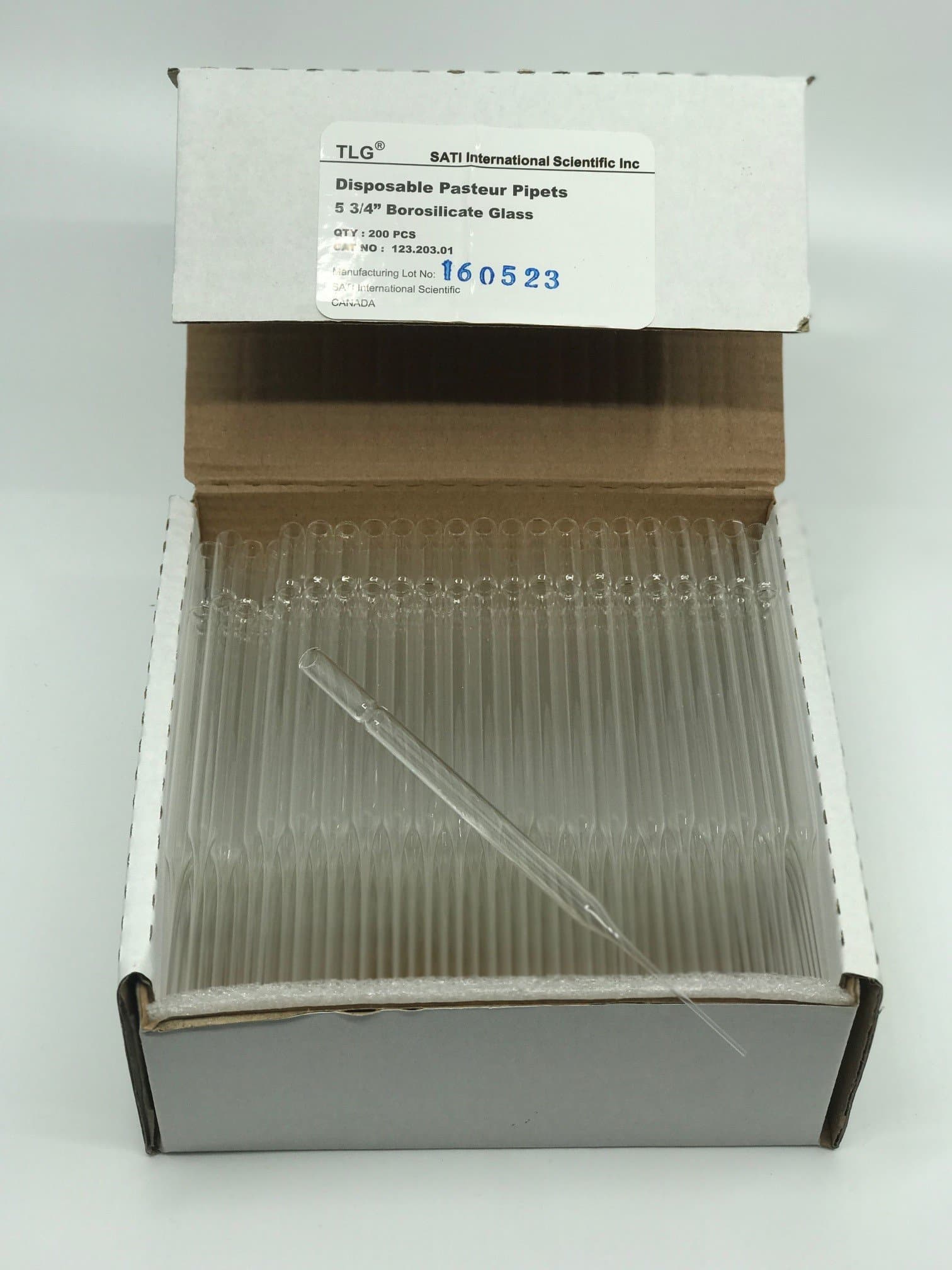 123.403.01 Disposable Borosilicate Glass Pasteur Pipette, 5-3/4" (Pack of 200)