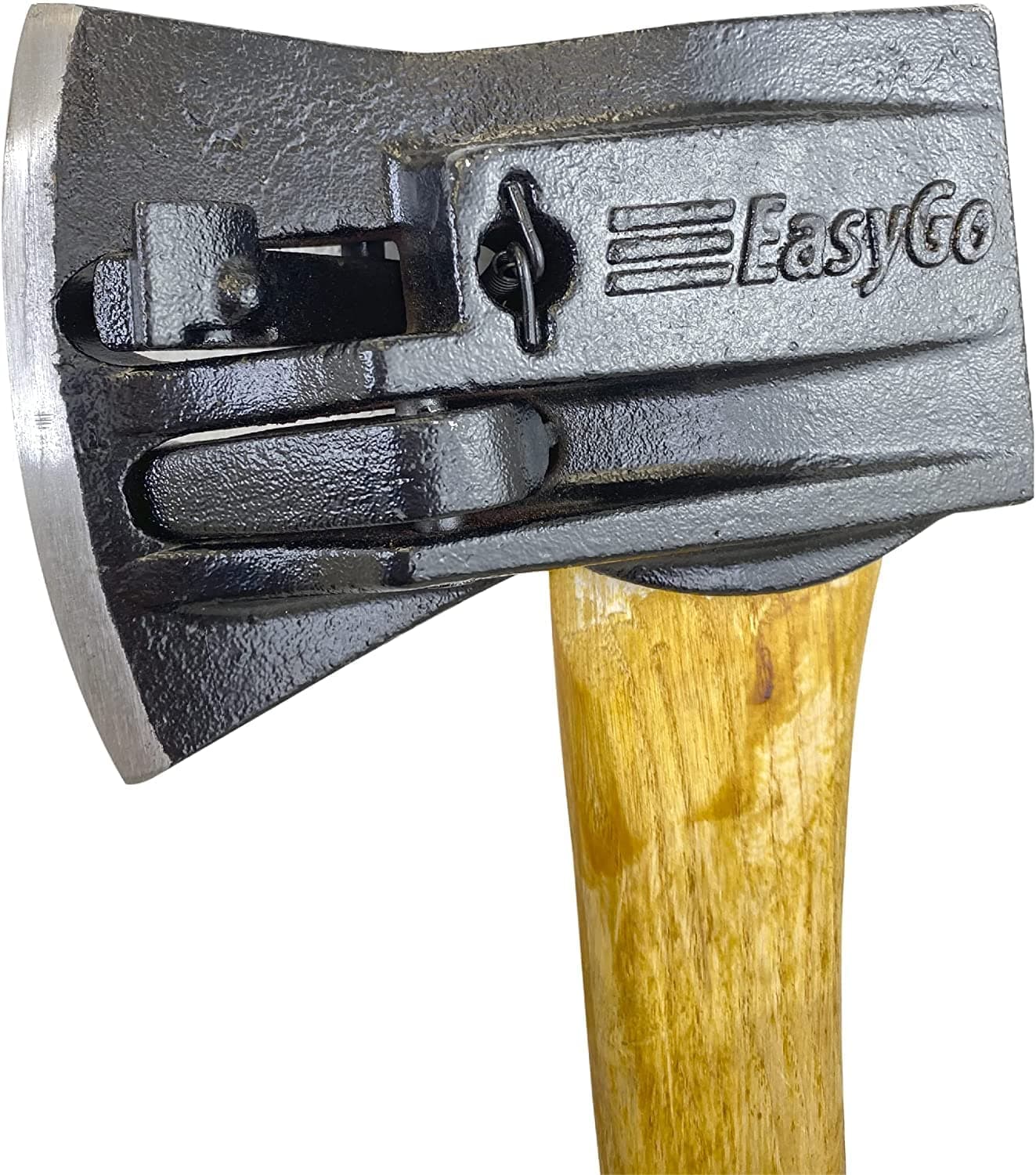 Chopper Wooden Axe - # 1 Splitting Maul Powerful Log Action Spring Activated Levers Separate Wood 6.25# Cast Iron Head 32'' Hickory Handle Camping, Stoves & Firewood, Brown Steel