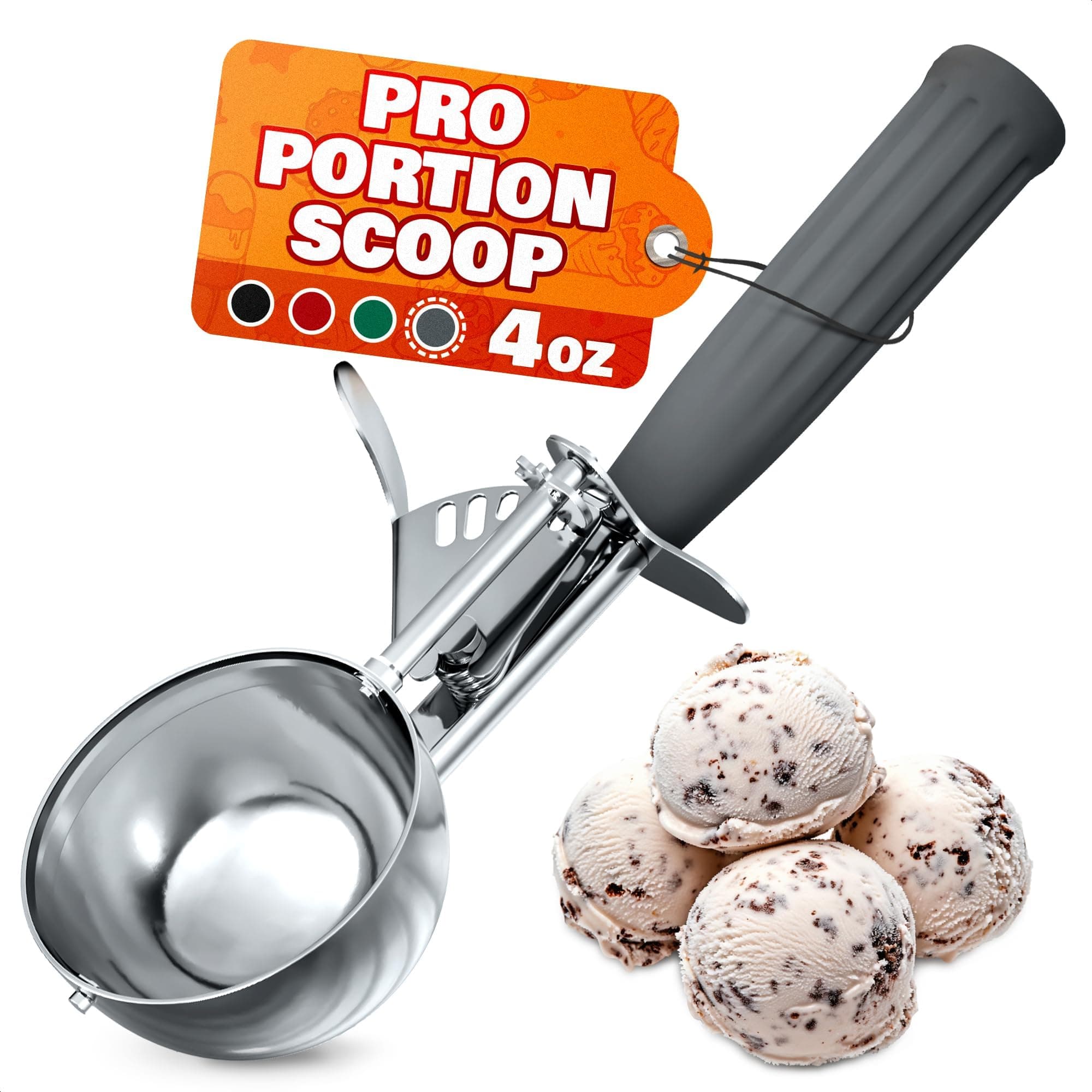 4 oz Ice Cream Scoop with Trigger Release #8 – Stainless Steel Versatile Tool for Baking, Cookies & Desserts Spoons, Dishwasher-Safe, Ergonomic Design for Precise Culinary Portions for Dessert Lovers