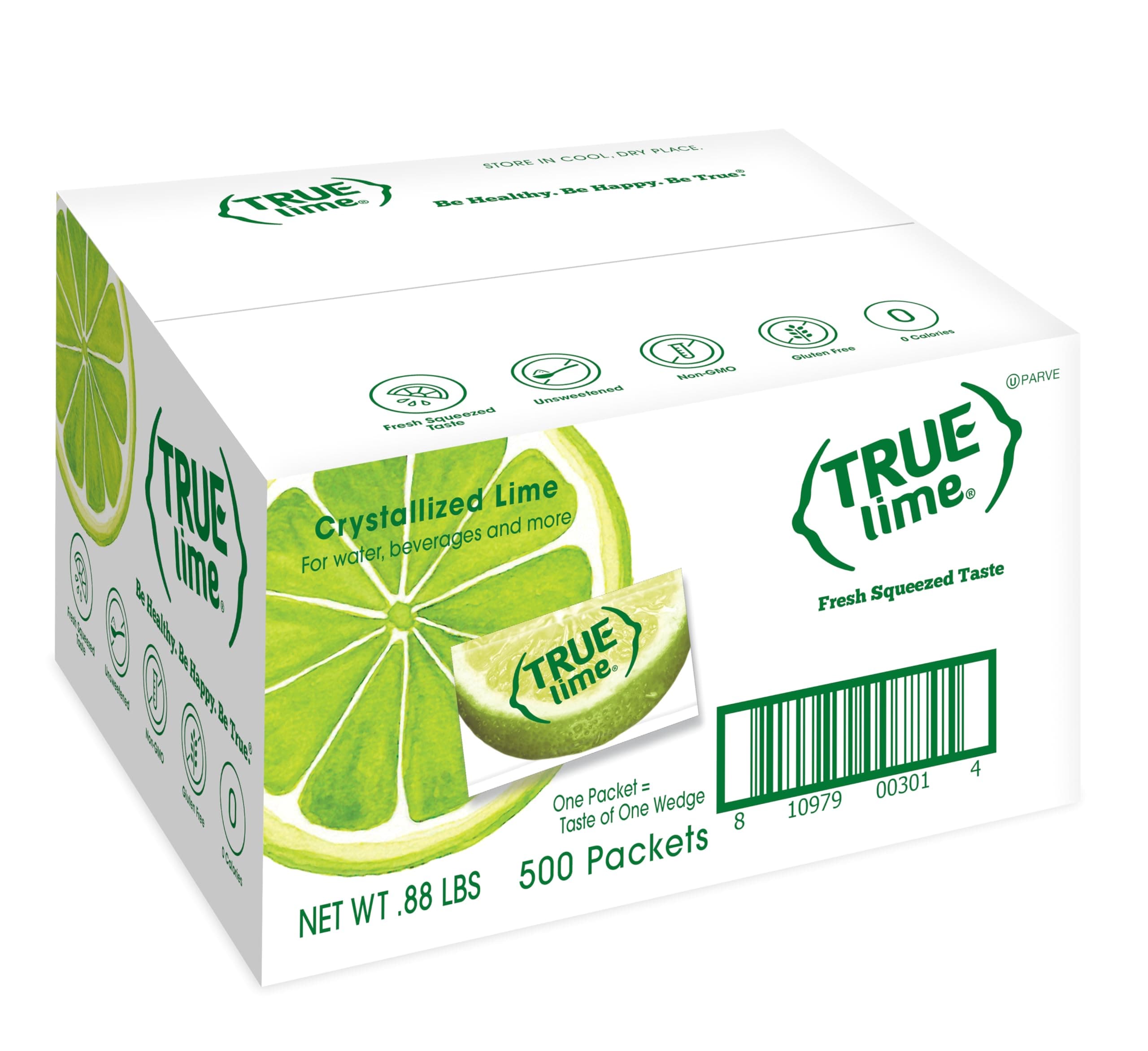 True Lime 500ct (Pack of 1) - Water Enhancer - Bulk Dispenser - 0 Calorie Drink Mix Packets For Water - Sugar Free Lime Flavoring Powder Packets