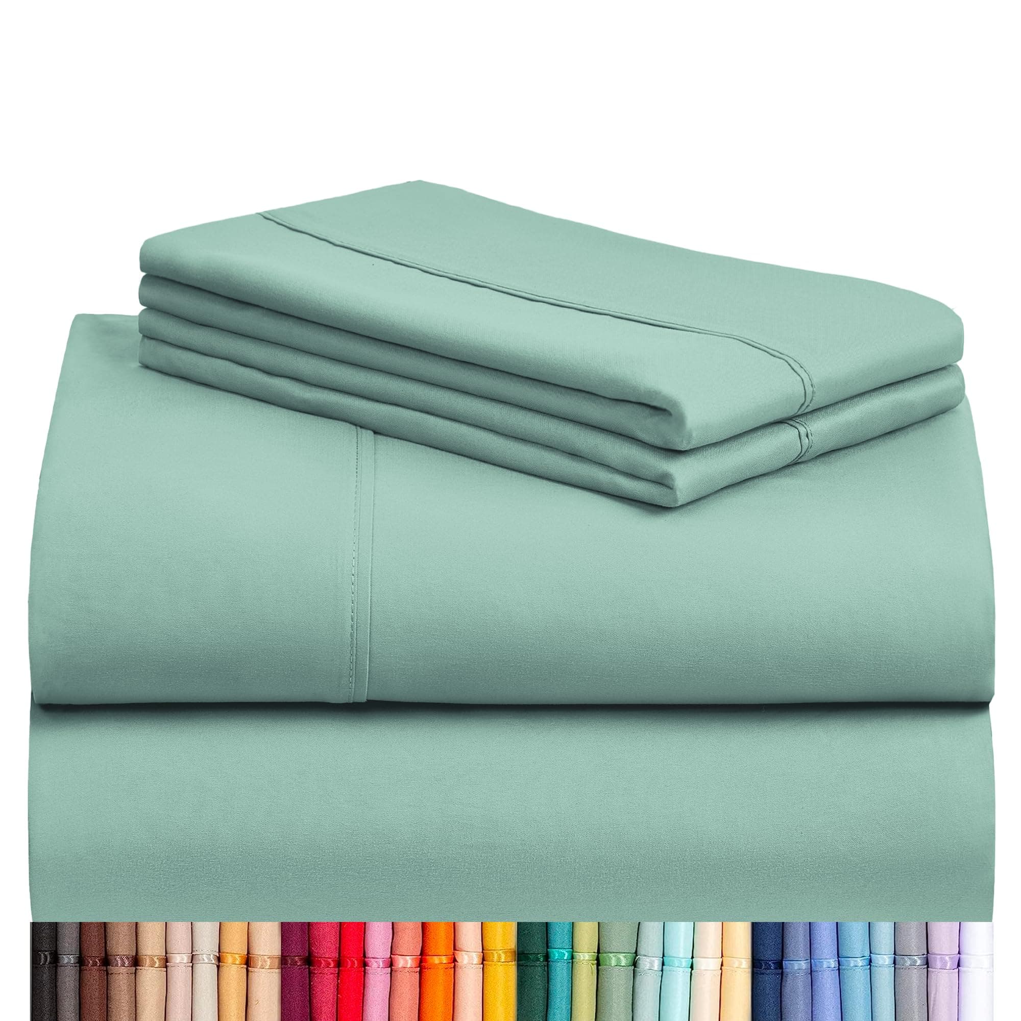 LuxClub 6 PC Sheet Set Bamboo Sheets Deep Pockets 18" Eco Friendly Wrinkle Free Sheets Hypoallergenic Anti-Bacteria Machine Washable Hotel Bedding Silky Soft - Light Teal Full