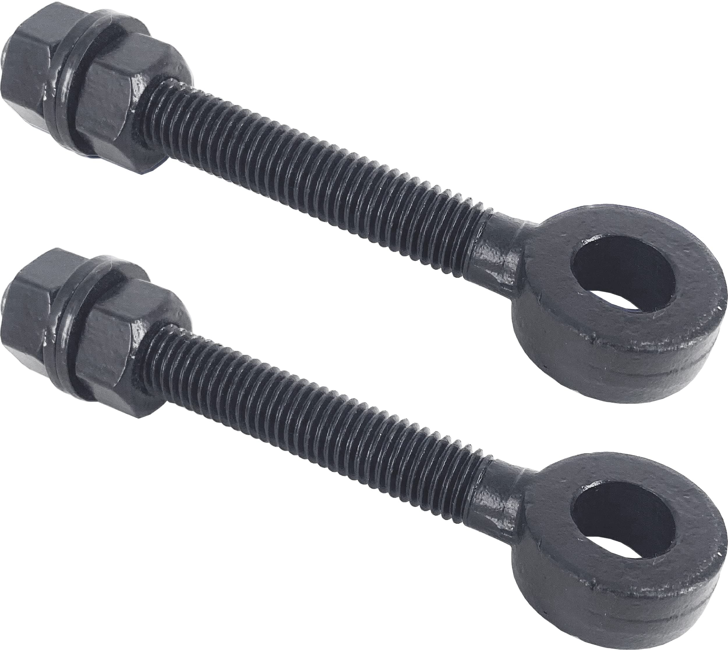 IRONTITE® 2 Pack Black Gate Hinges Eye Bolt, 12mm x 100mm Long. Adjustable Gate Hinges Eye Bolts, Ideal As Garden Gate Hinges for Wrought Iron Gates.