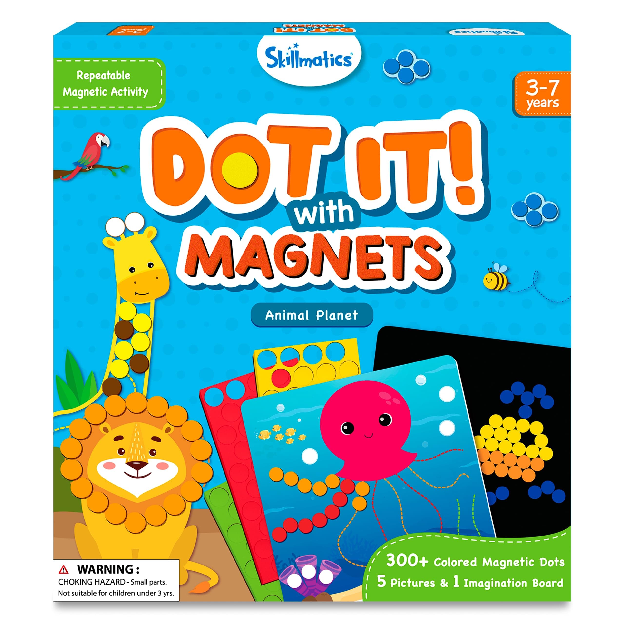Skillmatics Dot It with Magnets - Animals, Repeatable Art for Kids, Mess-Free, Craft Kits, DIY Creative Activity, Gifts for Boys & Girls Ages 4, 5, 6, 7