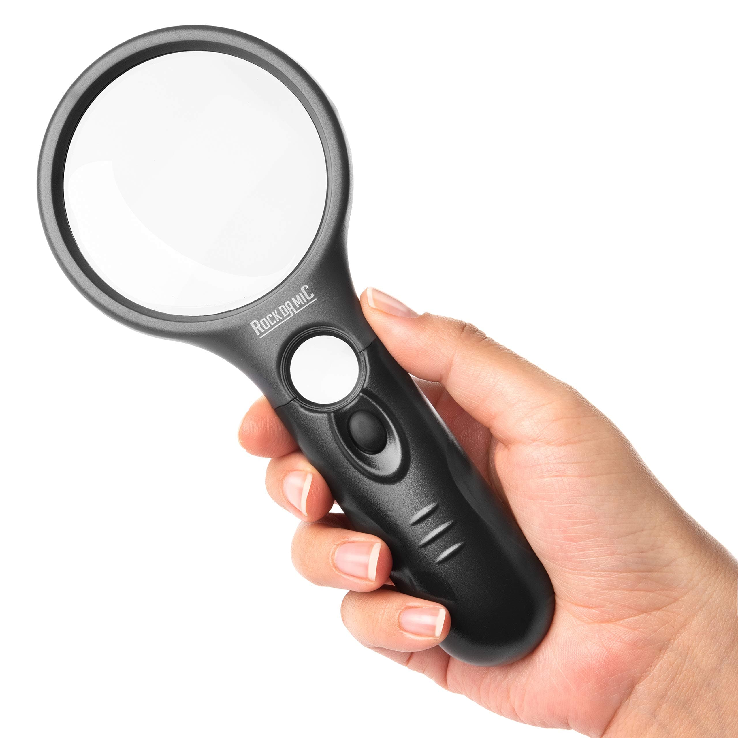 Professional Small Magnifying Glass with Light (3X / 45X) – Handheld LED Magnifier for Seniors, Low Vision, and Reading – No Flickering, Durable Design for Coins, Jewelry, Stamps, Fine Print