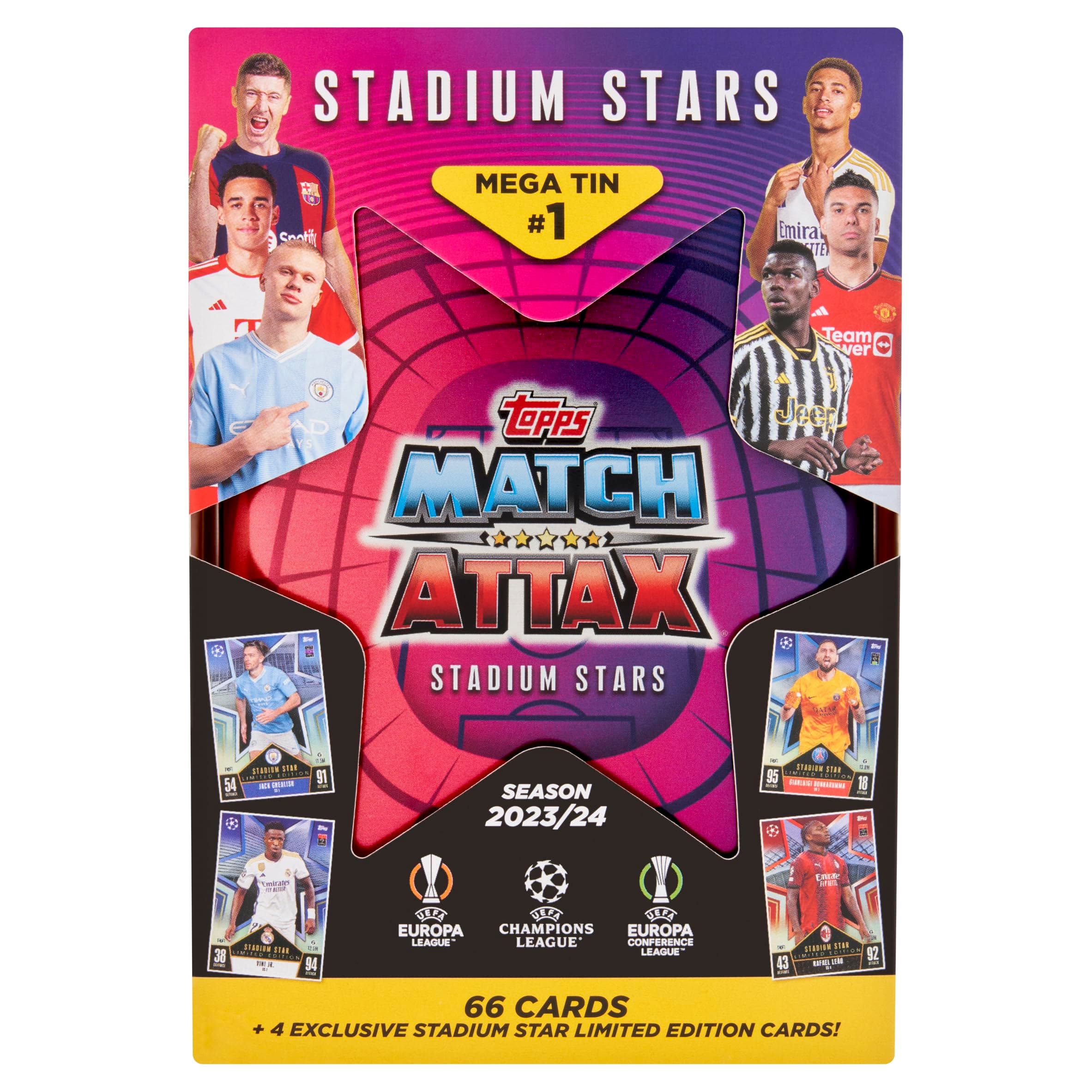 Match Attax 23/24 - Mega Random Tin - Contains 66 Match Attax Cards Plus 4 Exclusive Stadium Stars Limited Edition Cards