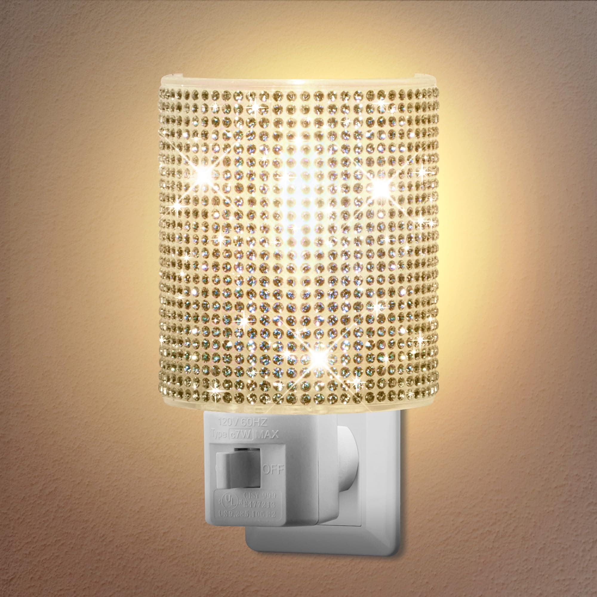 LED Night Light, Night Lights Plug Into Wall with Manual On/Off Switch, Plug in Nights Light with 360° Swivel Plugs Design, Nightlight for Bedroom, Hallway, Warm White Lights(Crystal)